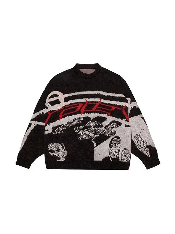 Long Sleeve Jacquard Crew Neck Sweater Product Image