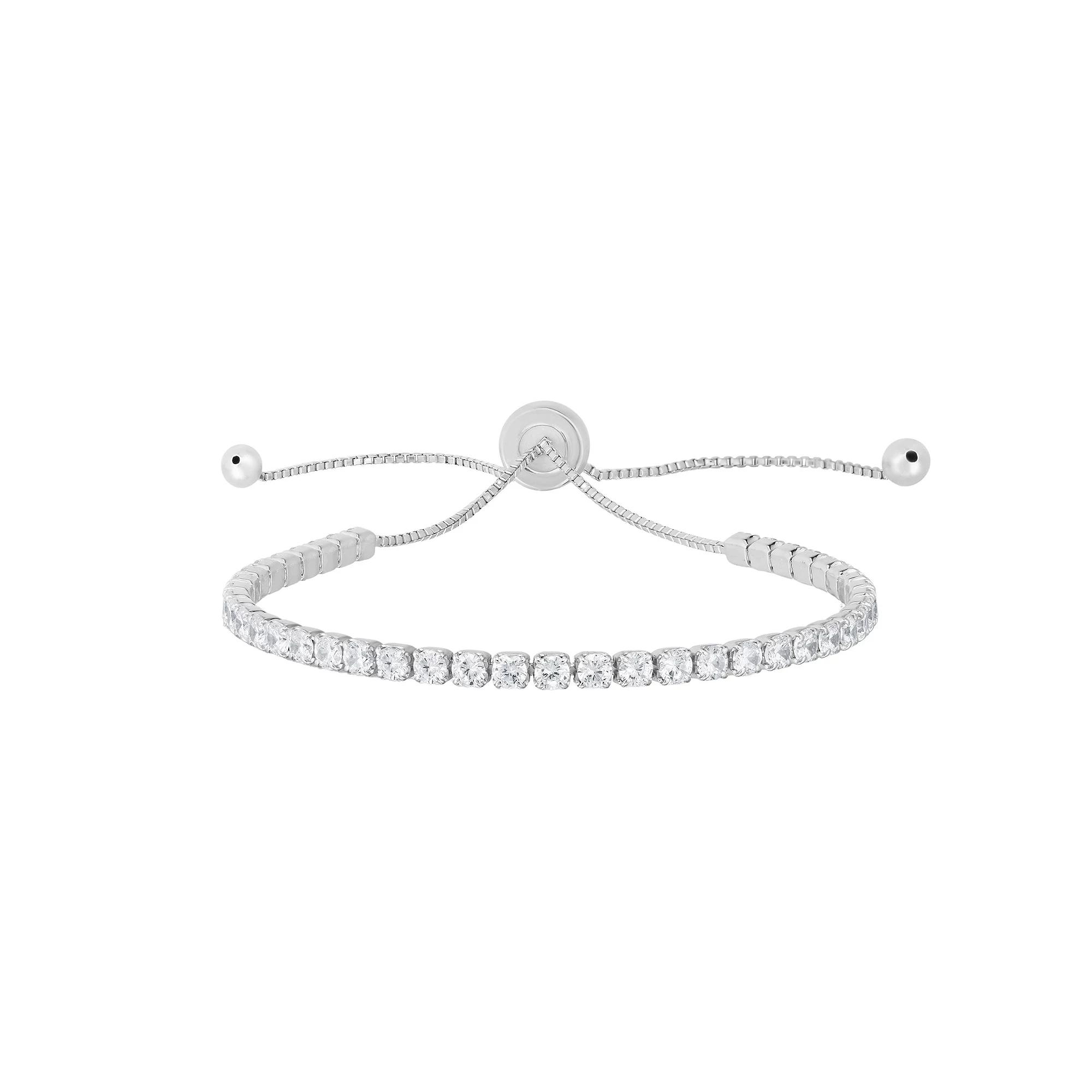 Sunkissed Sterling Cubic Zirconia Adjustable Tennis Bracelet, Women's, Silver Tone Product Image