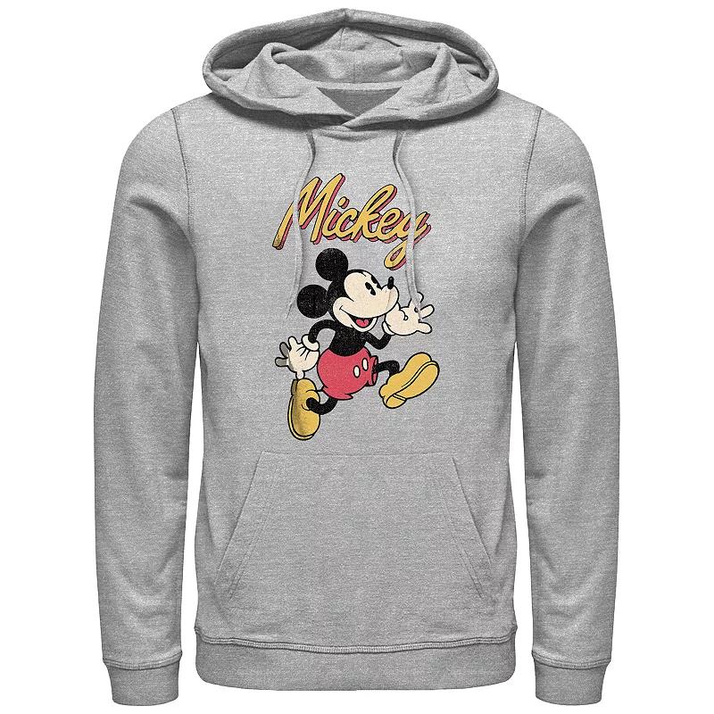 Men's Mickey Mouse Vintage Running Graphic Hoodie, Size: Large, Athletic Grey Product Image