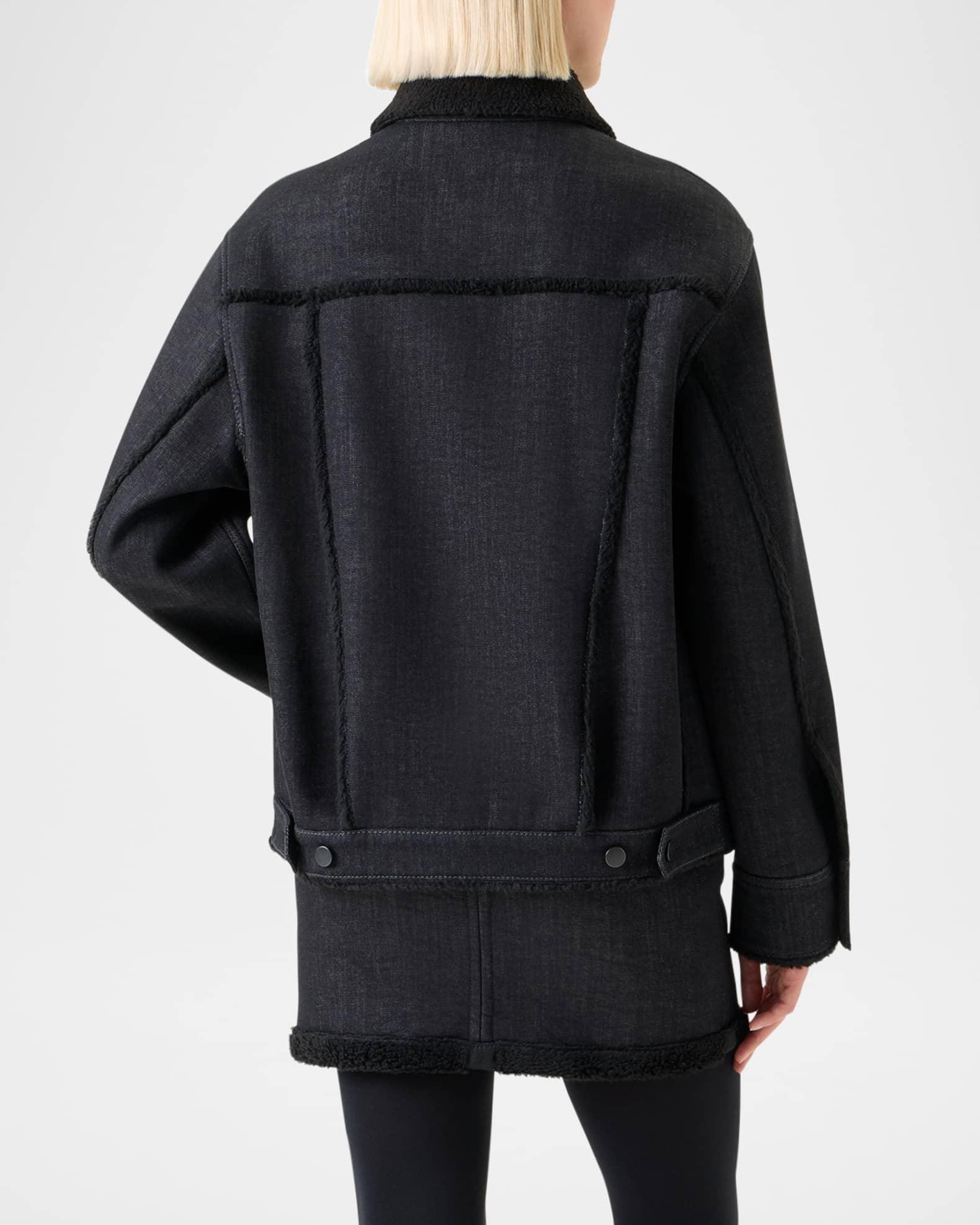 Faux-Fur Trim Denim Jacket Product Image