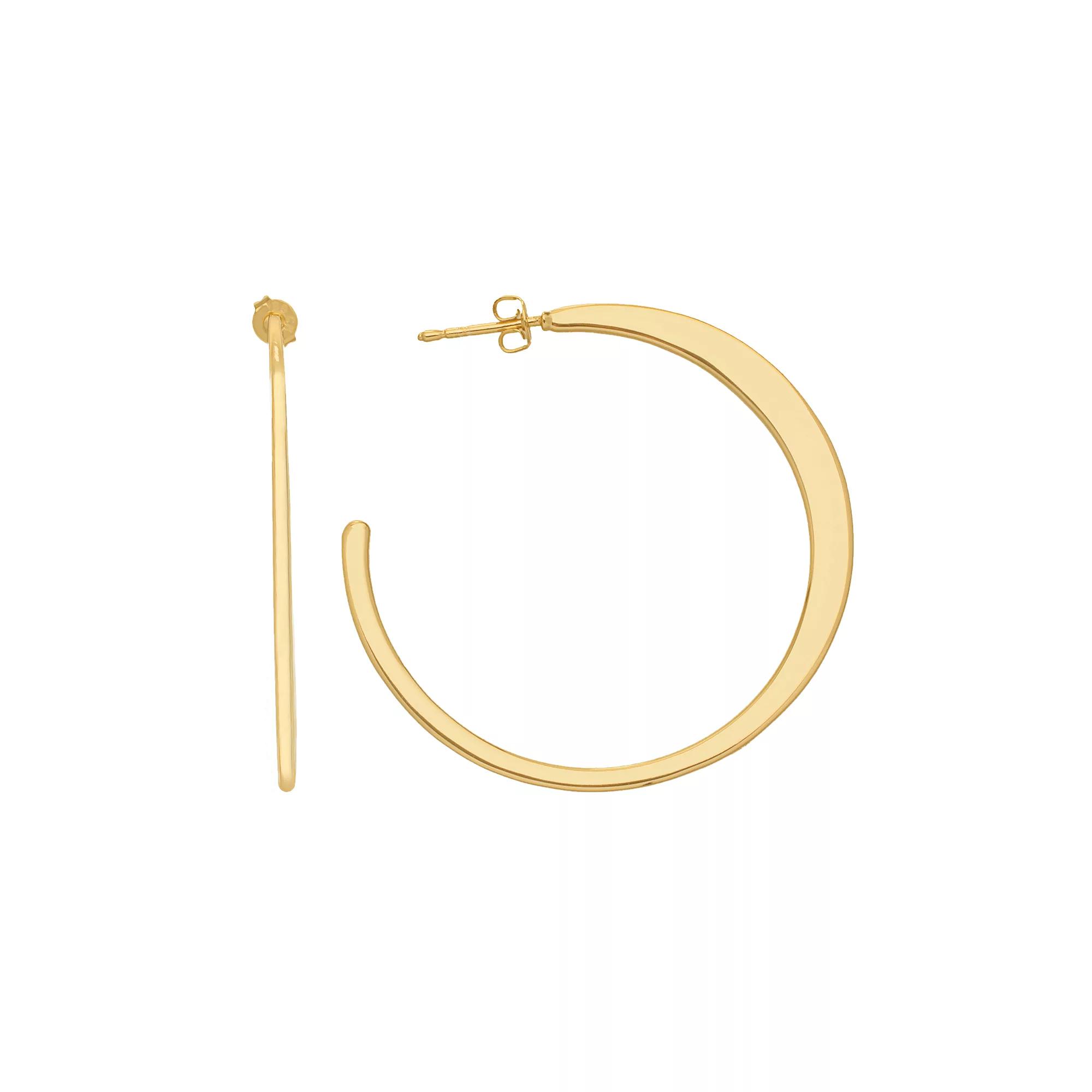 14k Gold Plated Crescent Hoop Earrings, Women's Product Image