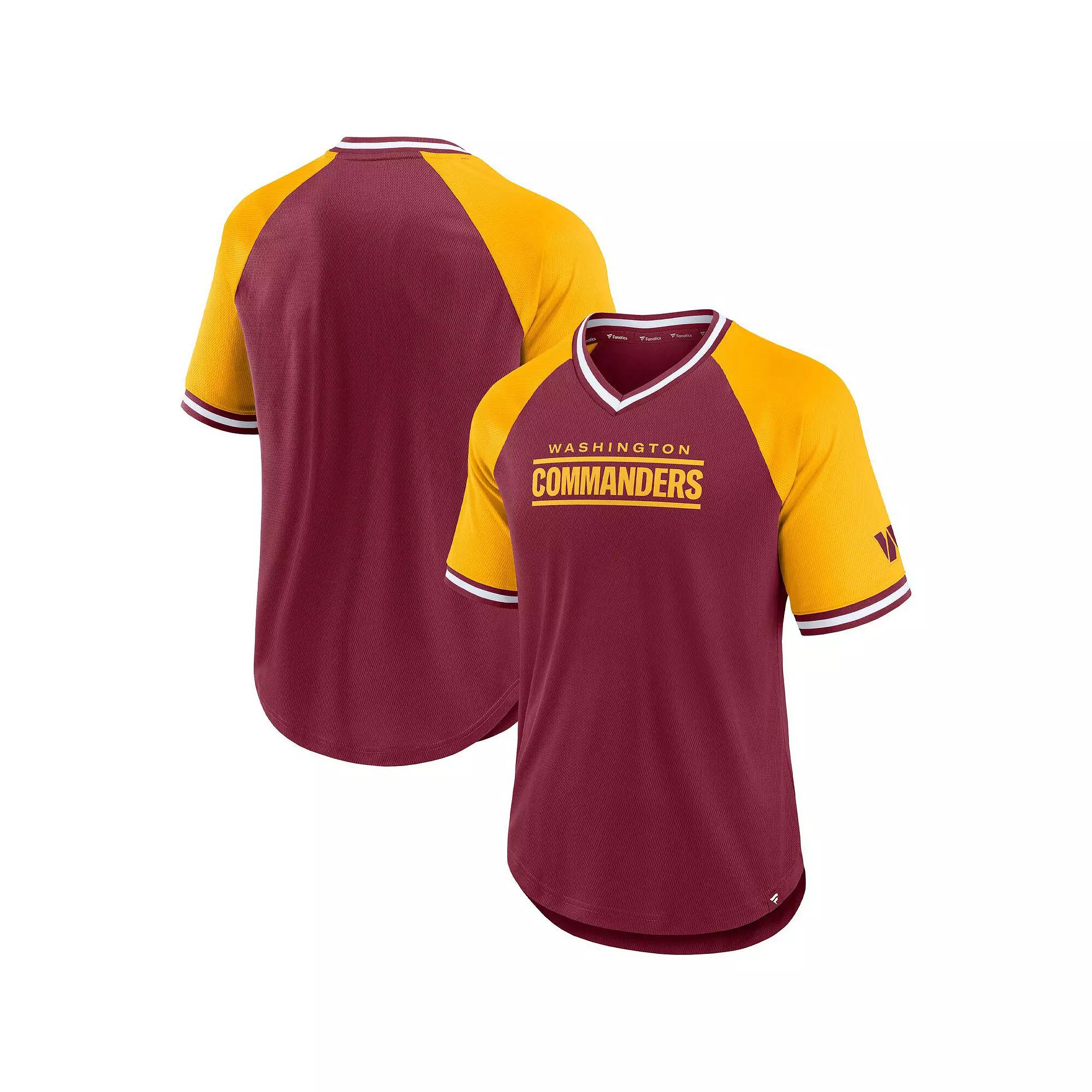 Men's Fanatics Branded Burgundy/Gold Washington Commanders Second Wind Raglan V-Neck T-Shirt, Size: Medium, Wft Med Re Product Image