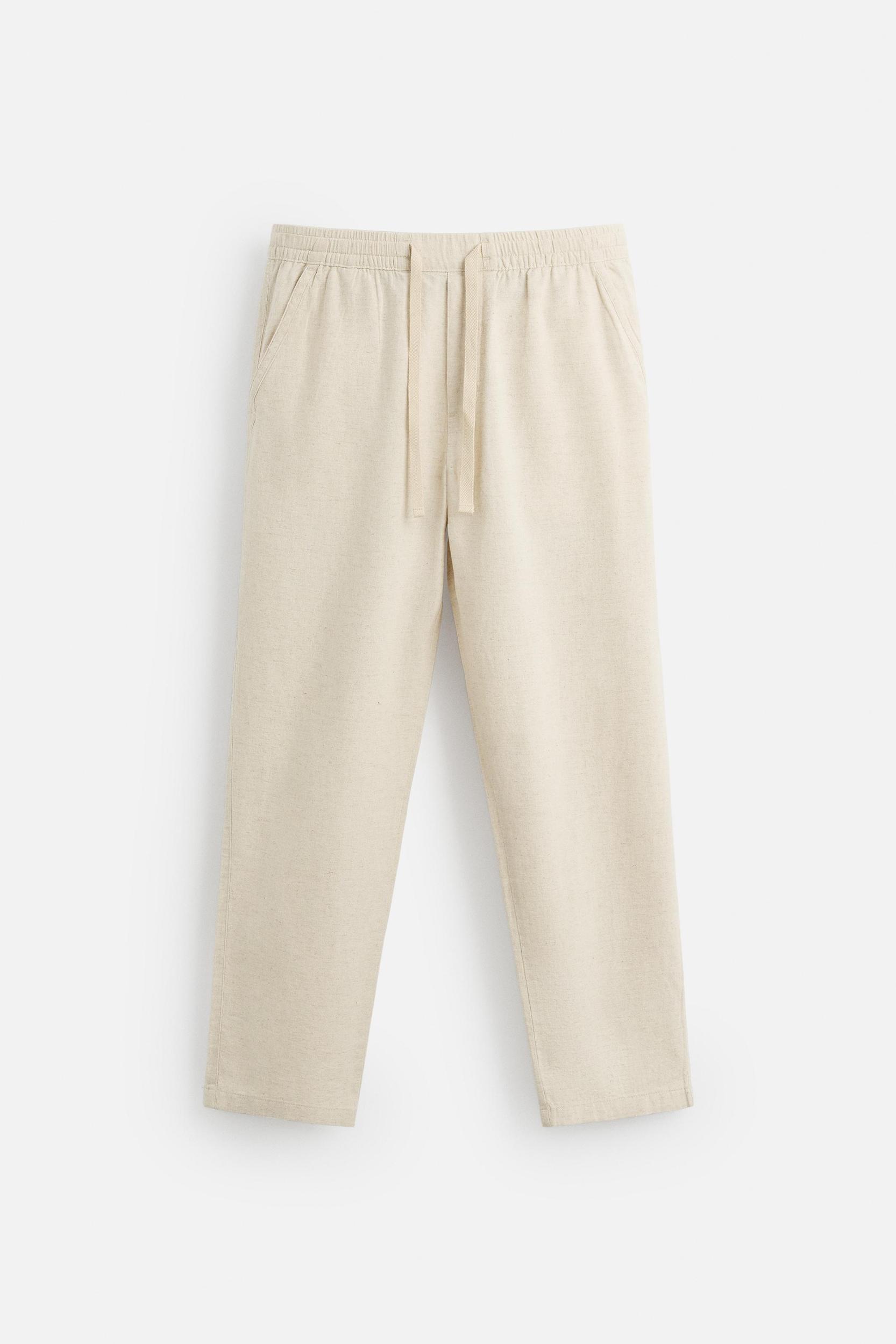 RELAXED FIT COTTON LINEN PANTS Product Image