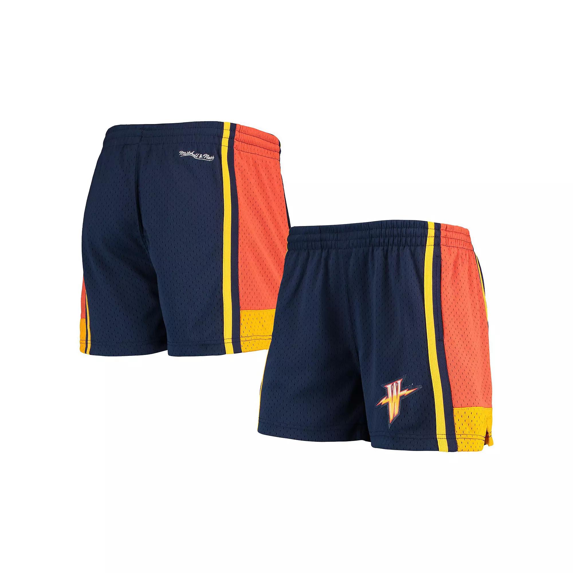 Women's Mitchell & Ness Navy Golden State Warriors Jump Shot Shorts, Size: Small, Blue Product Image