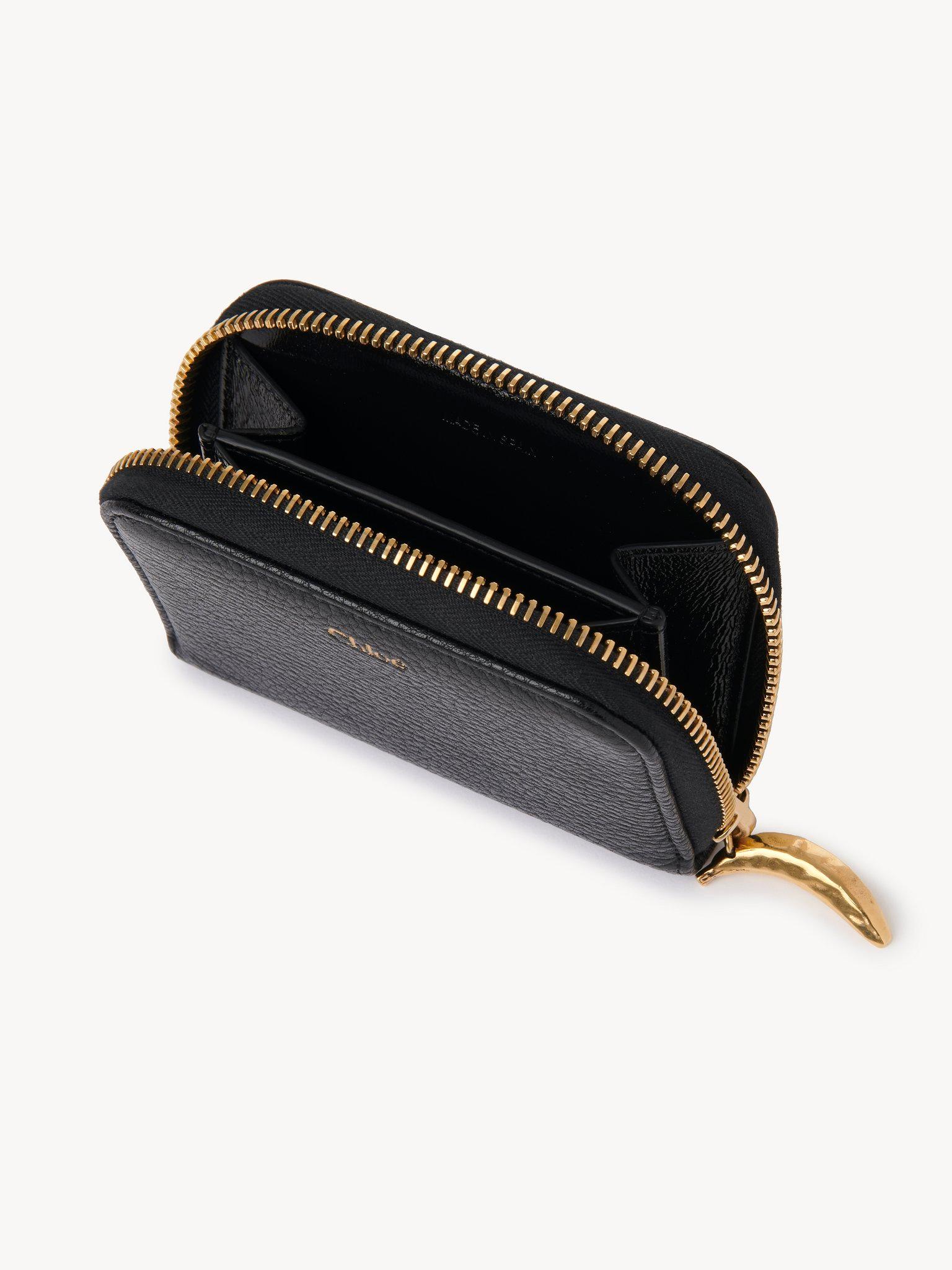 Banana zipped coin purse in grained leather Product Image