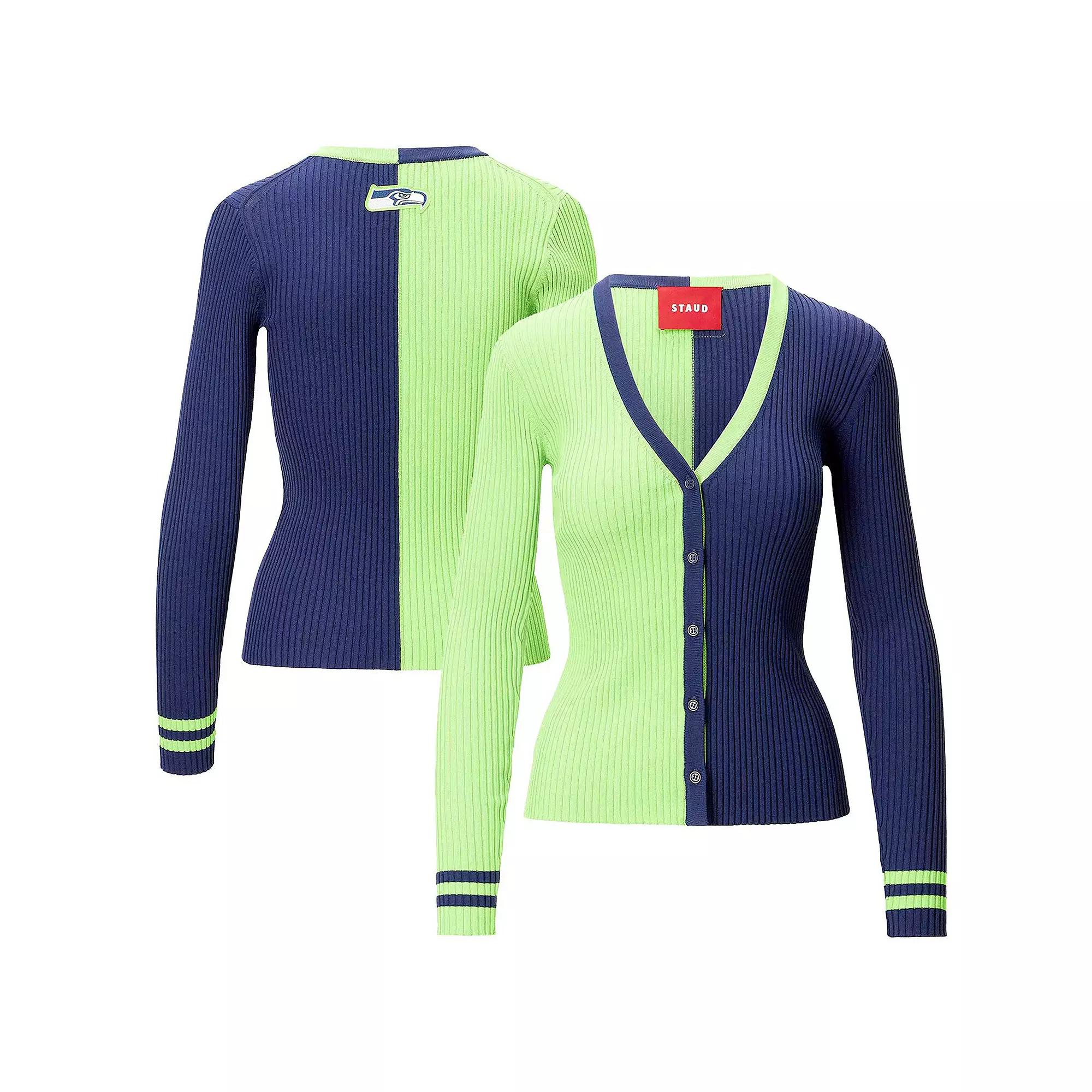 Women's Neon Green/Navy Seattle Seahawks Cargo Sweater, Size: Large, Brt Gr Product Image