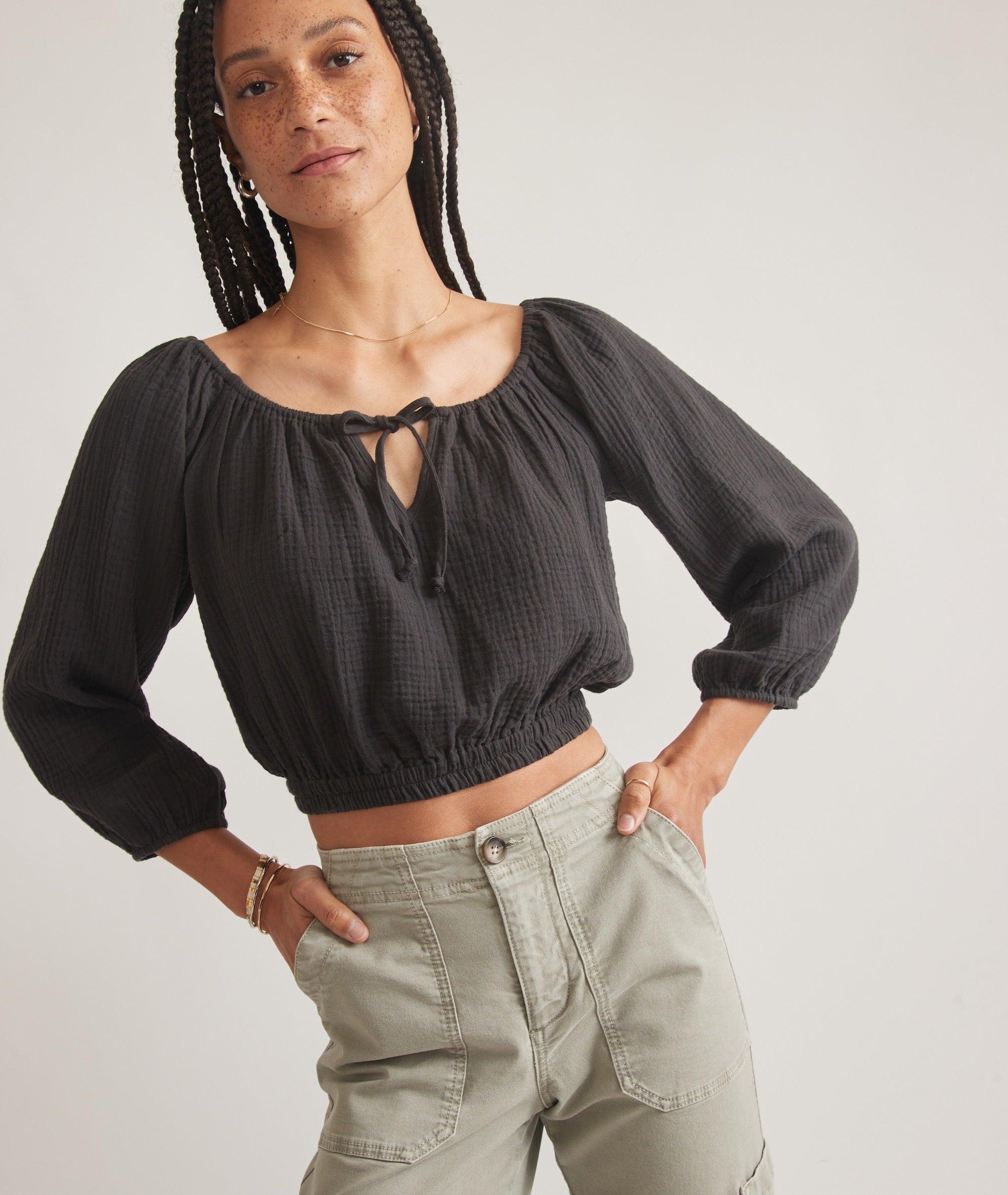 Tiana Double Cloth Cropped Blouse Product Image