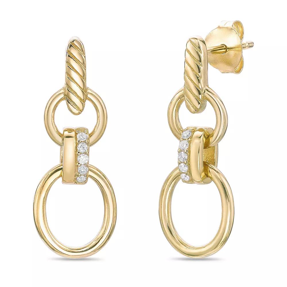 Gemminded 18k Gold Over Silver Lab-Created Diamond Accent Tiered Circle Post Drop Earrings, Women's, Gold Tone Product Image