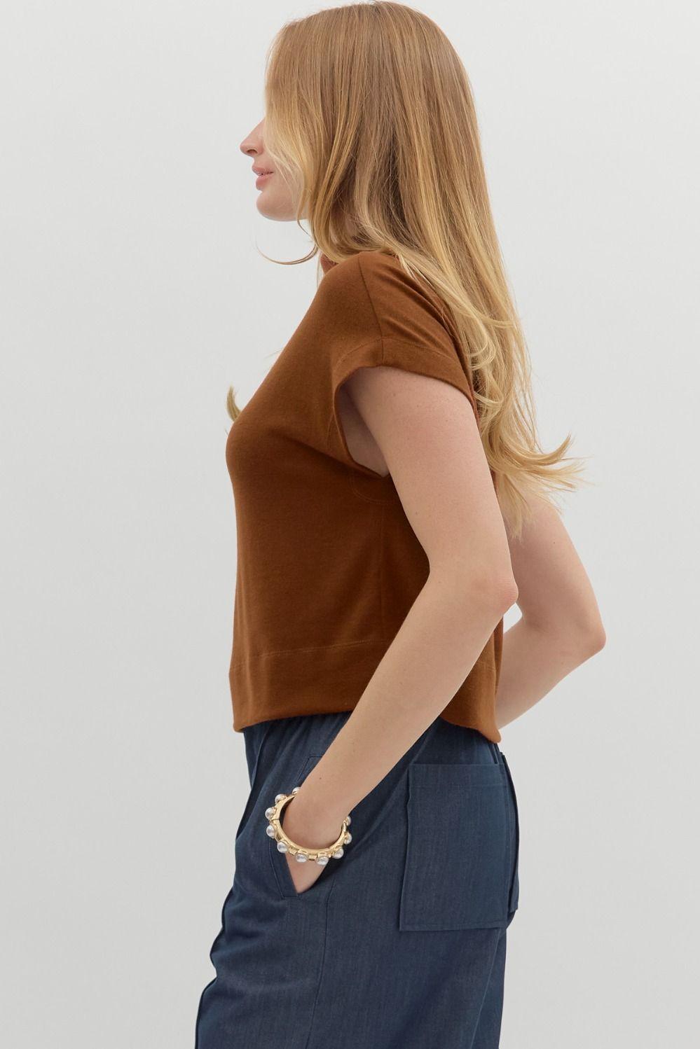 Rust Mock Neck Pullover Product Image