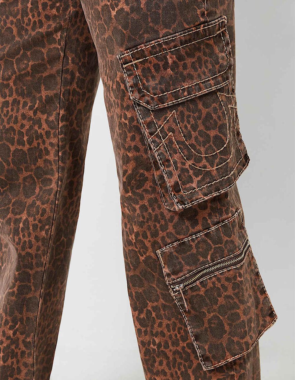 TRUE RELIGION Bobbi Big T Womens Leopard Print Cargo Jeans - LEOPARD Product Image
