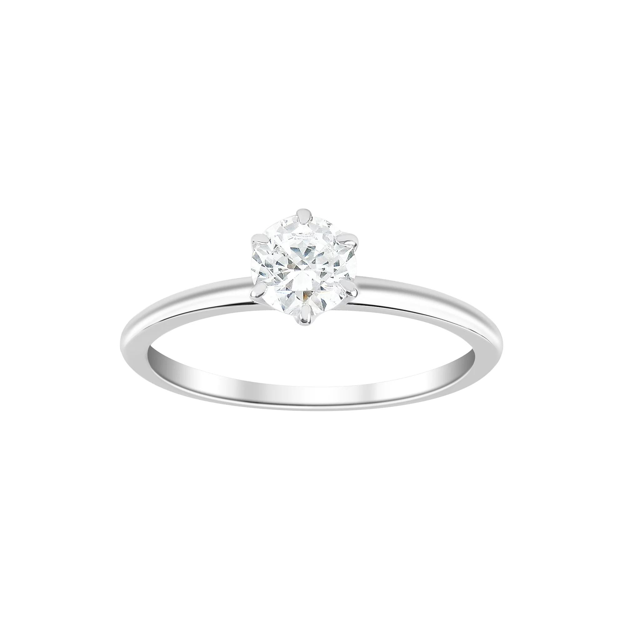 SIRI USA by TJM Sterling Silver Round Cubic Zirconia Engagement Ring, Women's, Size: 7 Product Image