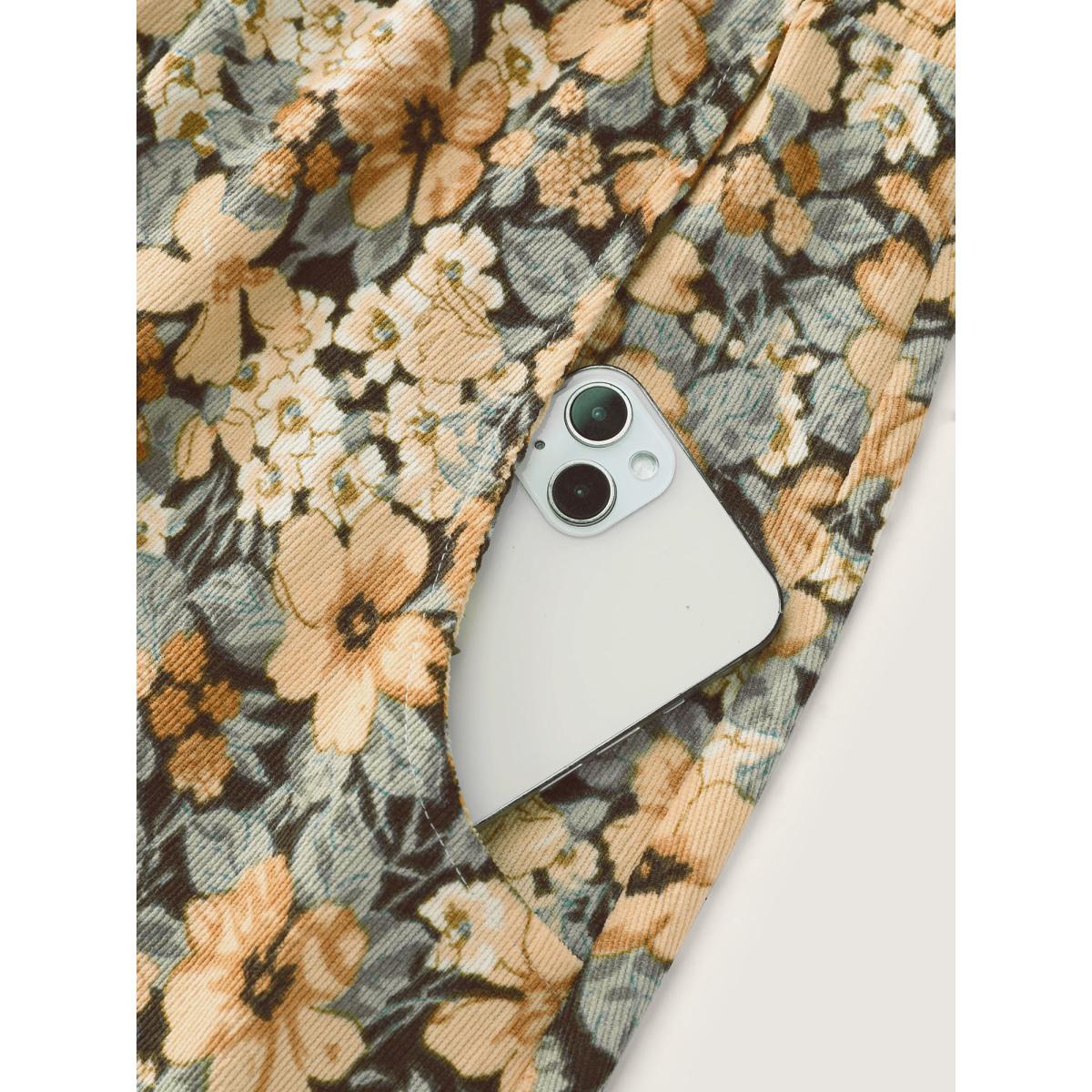 Plus Size Floral Print Waist-Defining A-Line Midi Dress Multicolor Women Leisure Non Sleeveless Curvy BloomChic 28/5X Product Image