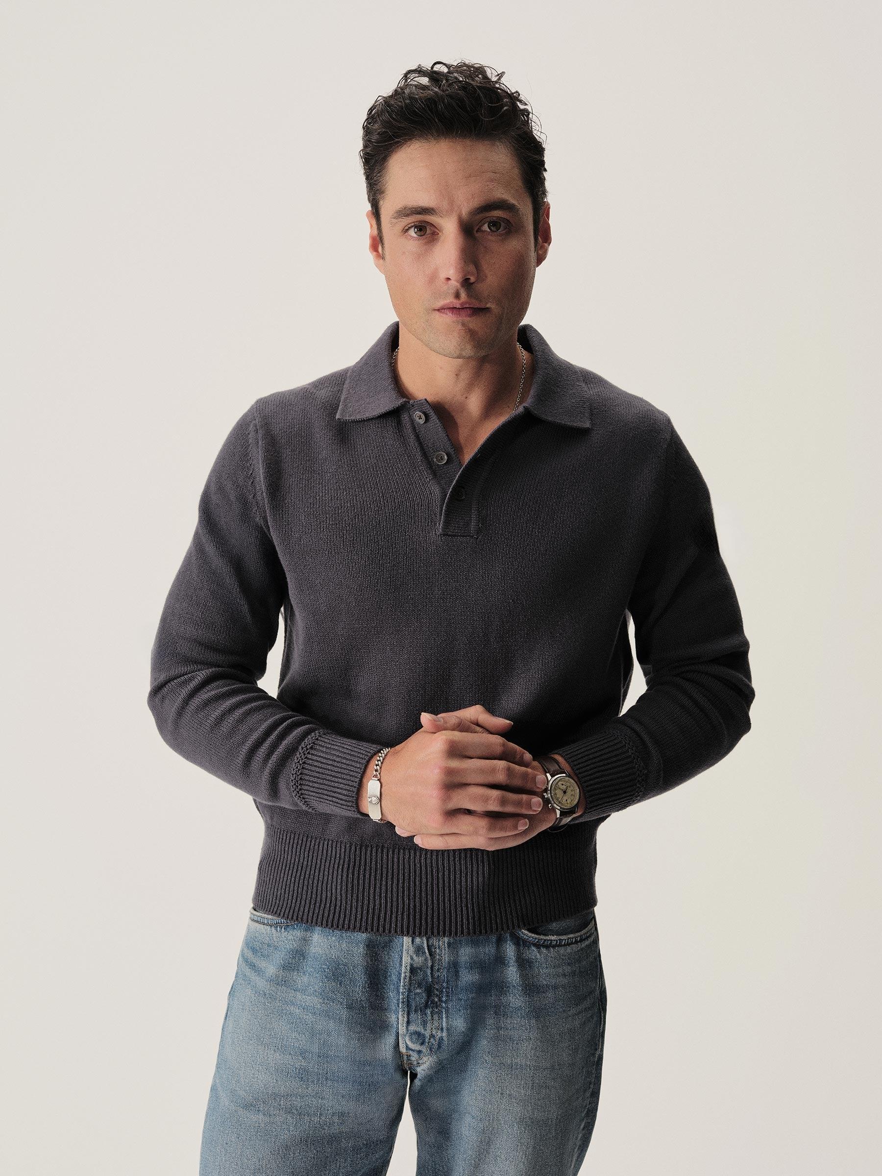 Faded Indigo Seafarer Cotton Rugby Polo Product Image