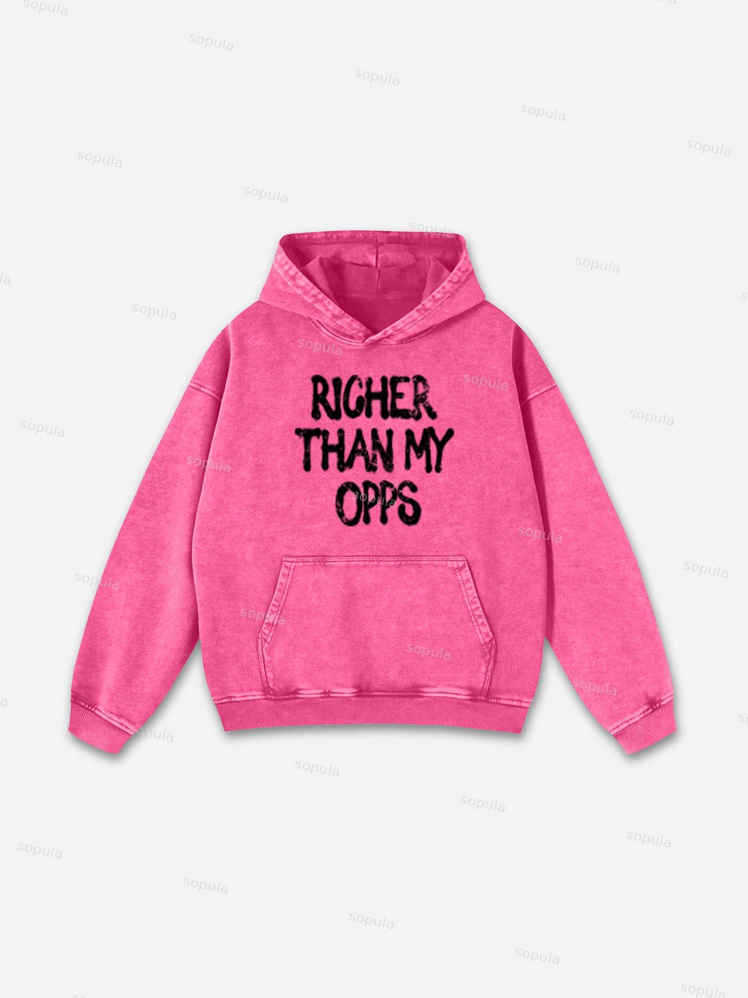 Richer Than My Opps Vintage Graphic Washed Hoodie Product Image