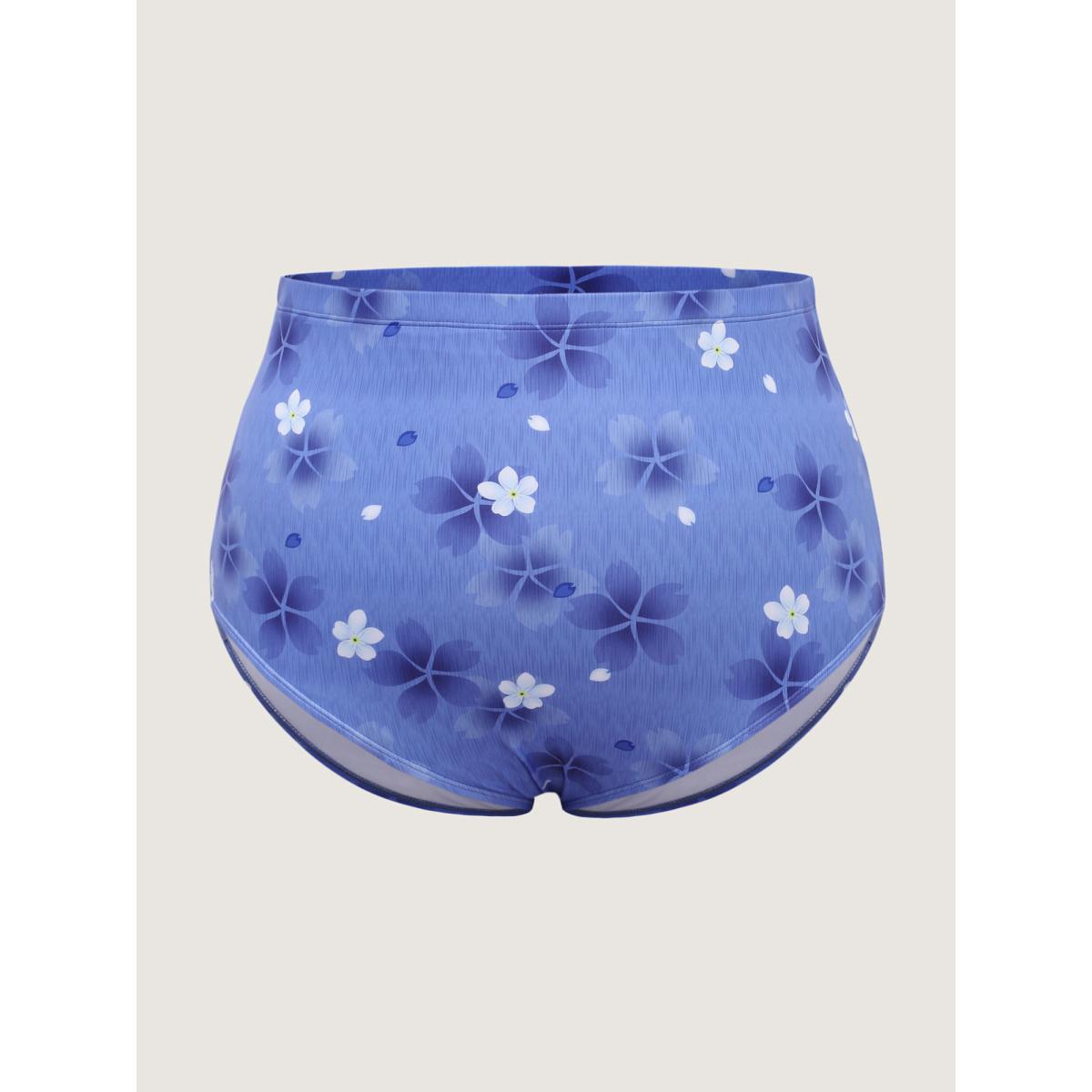 Plus Size Floral Print Twist Front Ombre Swim Dress Women's Swimwear Mediumblue Resort Bodycon Heart neckline High stretch Curve Swim Dresses BloomChic 22-24/3X Product Image