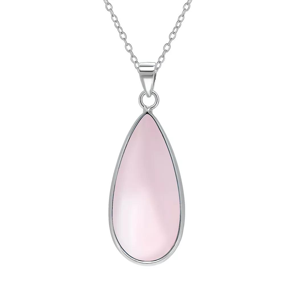 Aleure Precioso Sterling Silver Pear Shaped Gemstone Drop Pendant Necklace, Women's, Size: 18", Pink Product Image