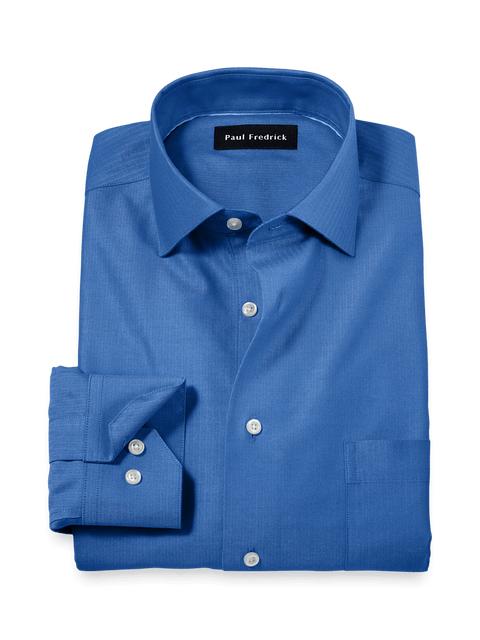 Comfort Stretch Non-Iron Herringbone Dress Shirt - Cobalt Product Image