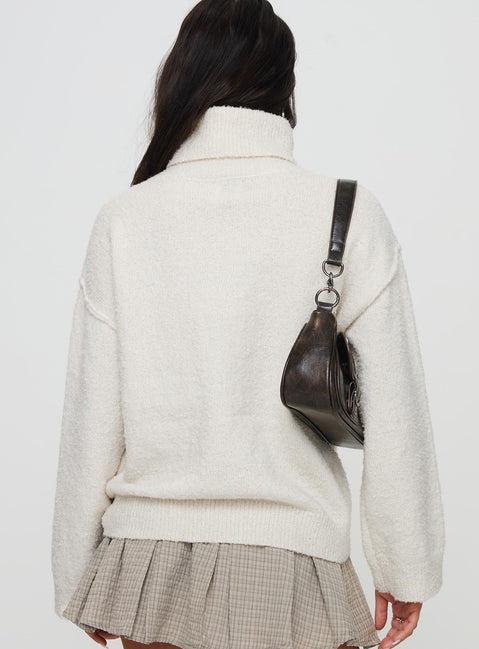 Finnien Boucle Turtleneck Sweater Cream Product Image