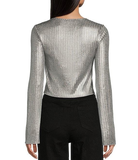 Double Zero Long Sleeve Metallic Foil Top Product Image