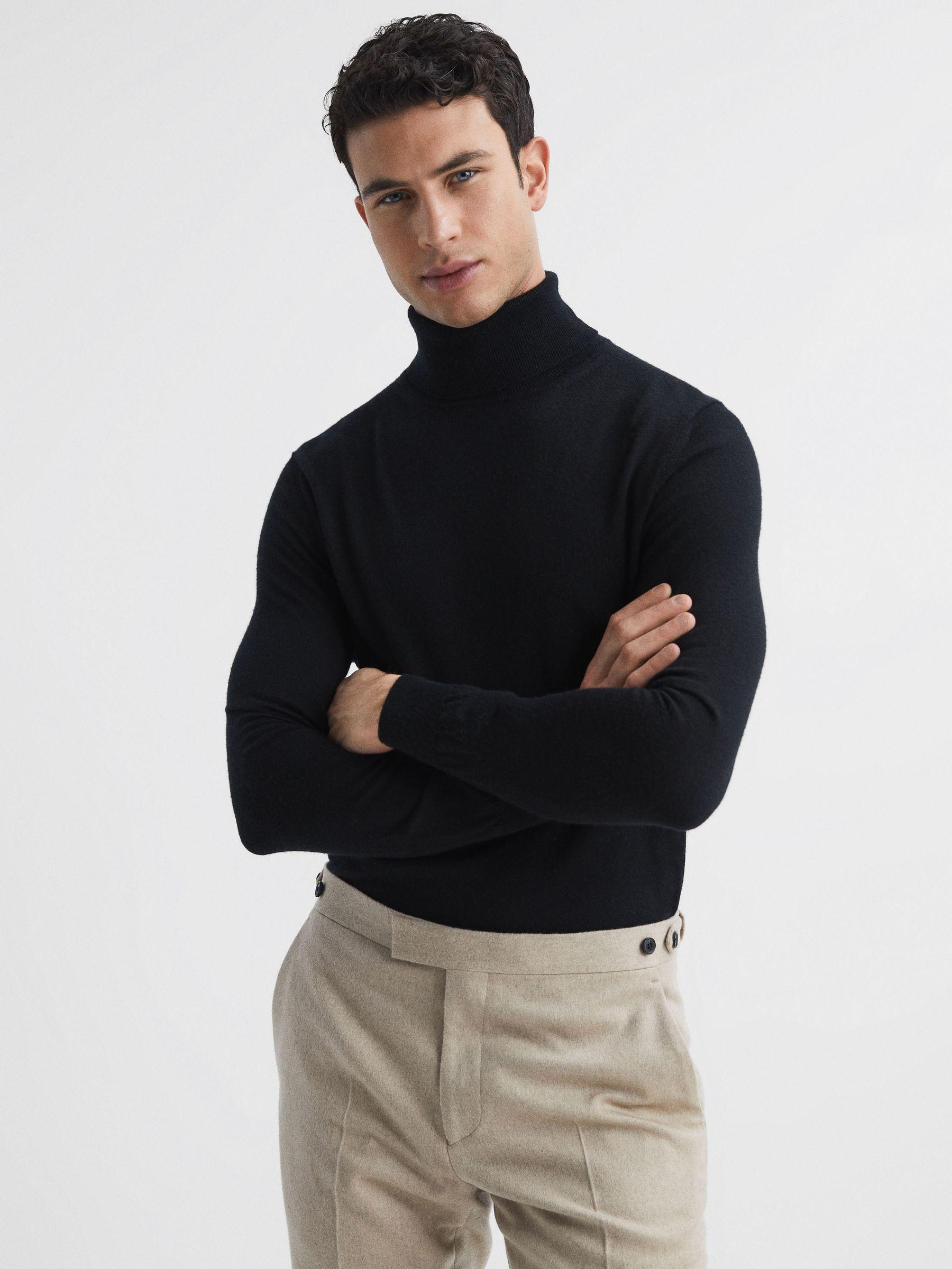 Merino Roll-Neck Jumper in Black Product Image