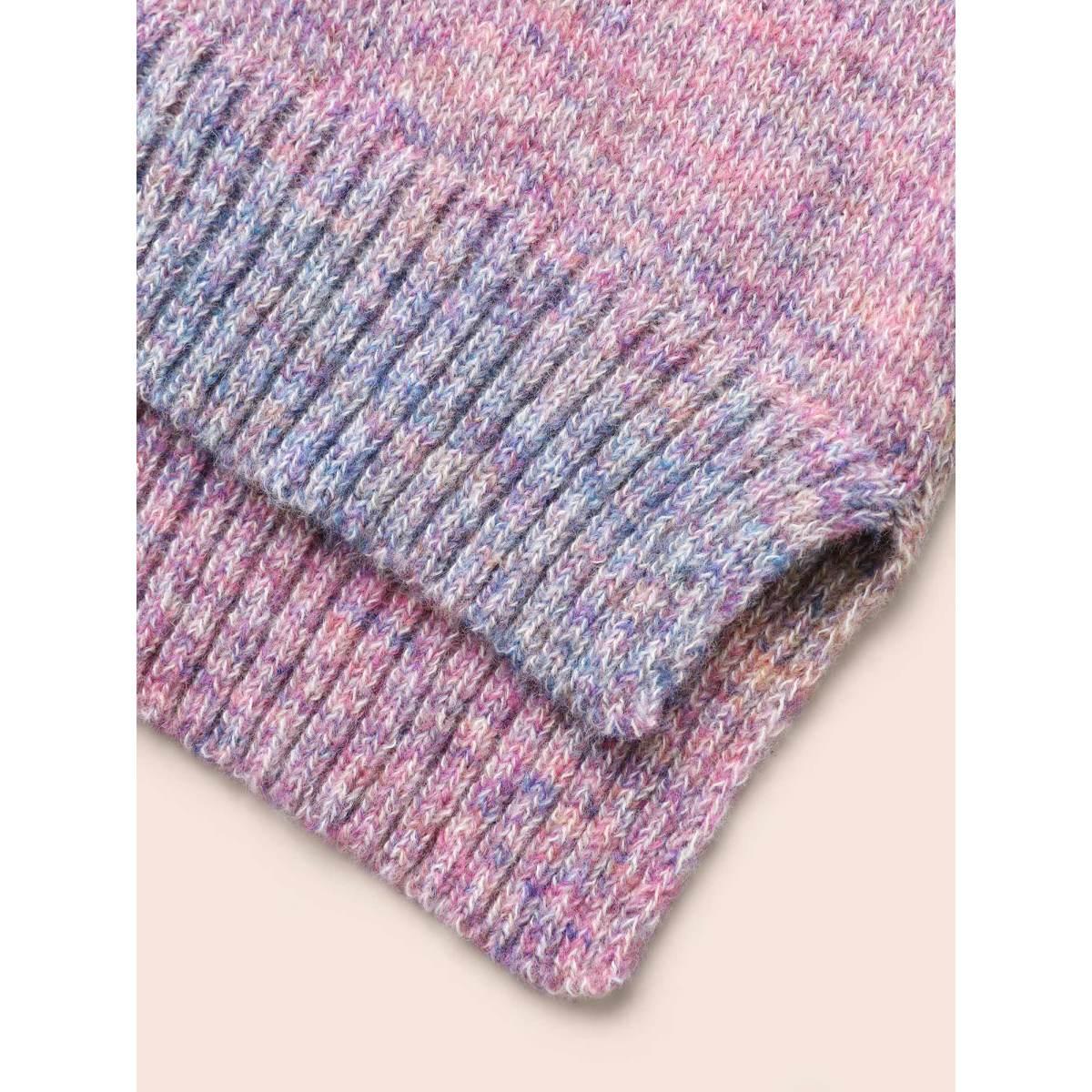 Plus Size Gradient Dyeing Round Neck Slit Hem Pullover Multicolor Women Casual Loose Long Sleeve Round Neck Everyday Pullovers BloomChic 22-24/3X Product Image