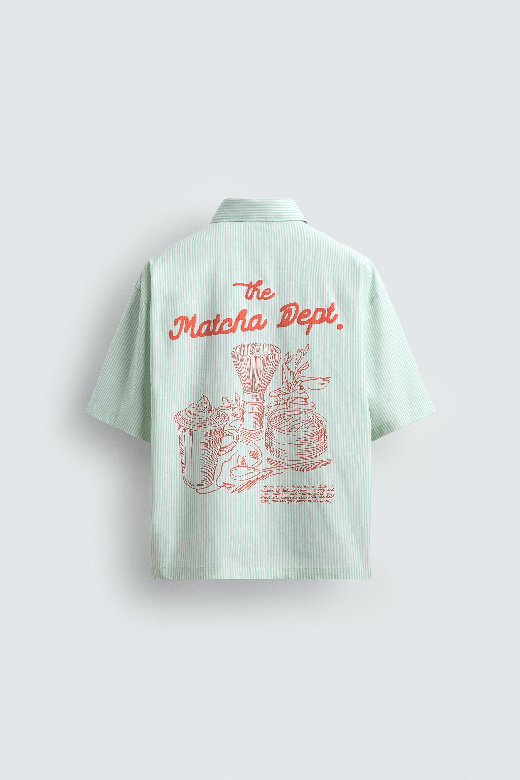 COMBINATION TEXT STRIPED SHIRT Product Image