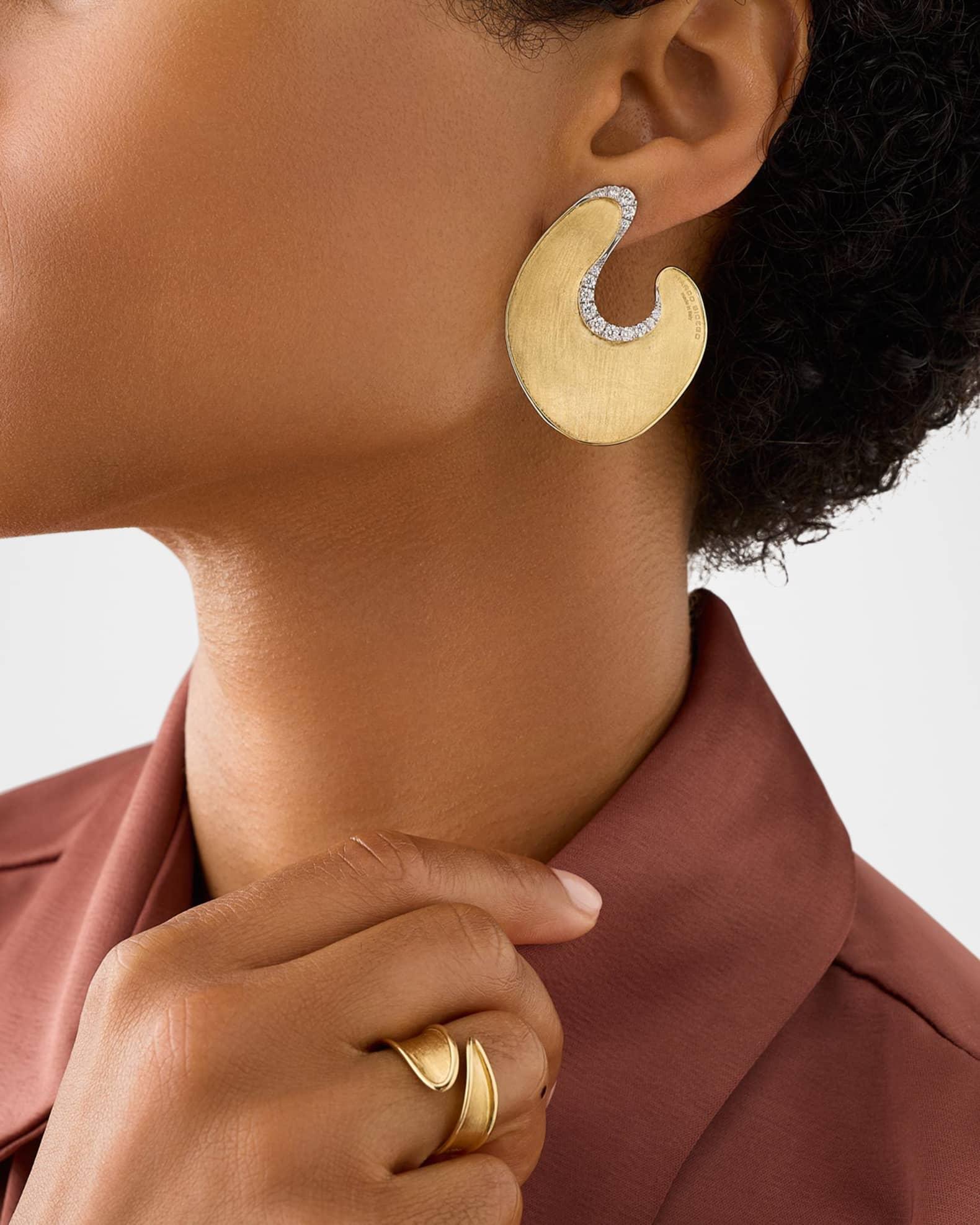 18K Gold U Shape Earrings with Diamonds Product Image