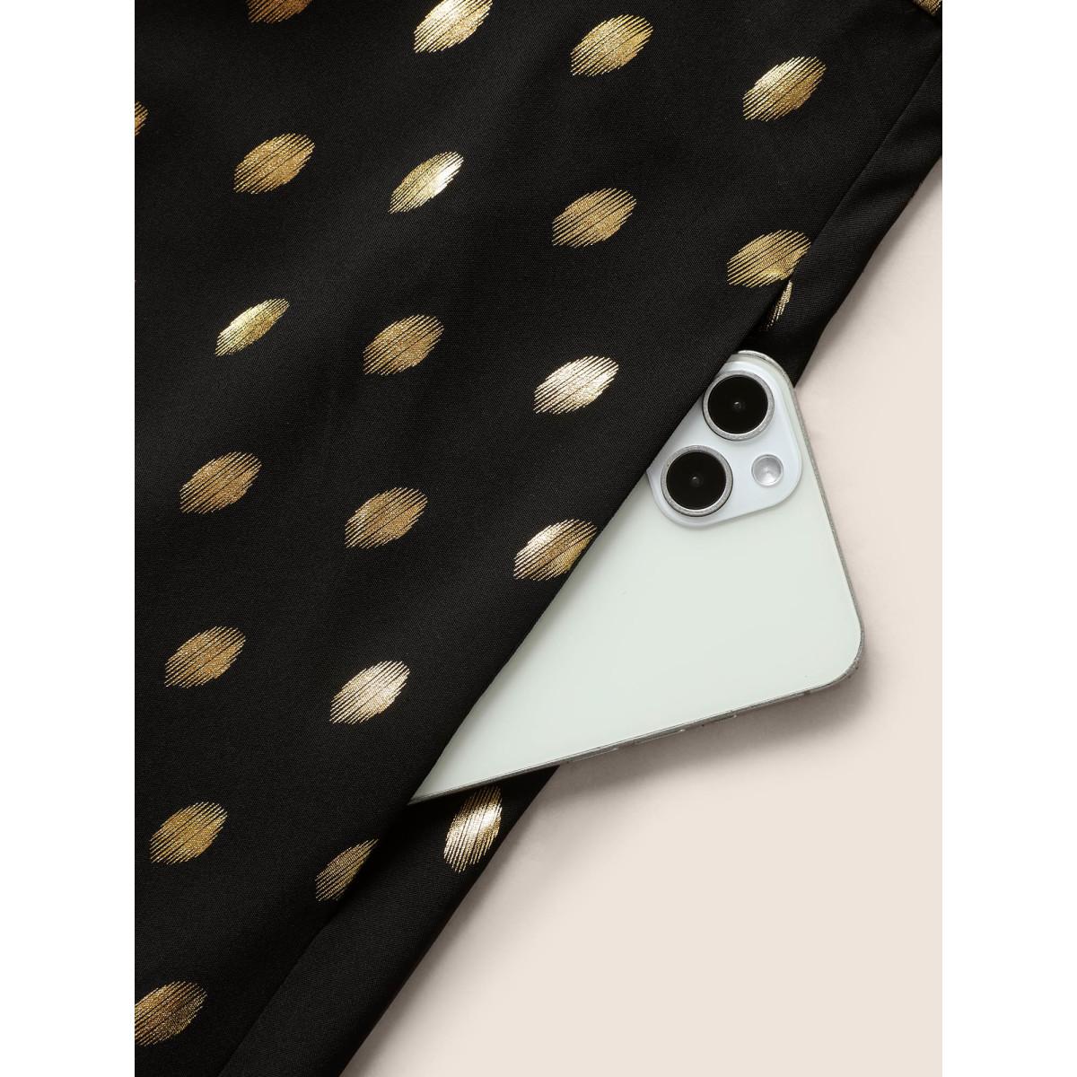 Plus Size Glitter Polka Dot Patchwork Ruffles Dress Black Women Cocktail See through Round Neck Short sleeve Curvy BloomChic 14-16/1X Product Image