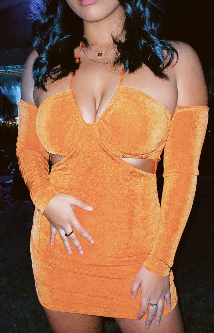 Everlee Orange Mini Dress Product Image