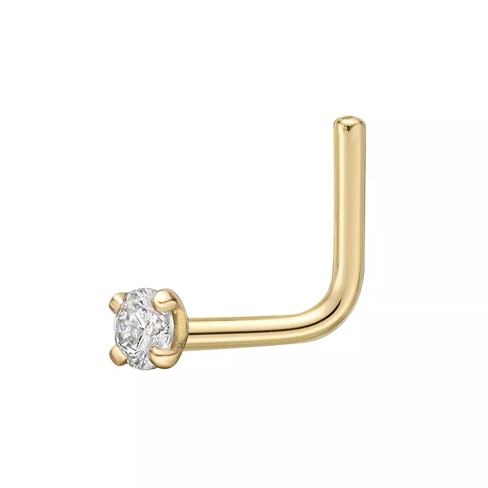 Lila Moon 14k Gold L-Shaped Diamond Accent Stud, Women's Product Image