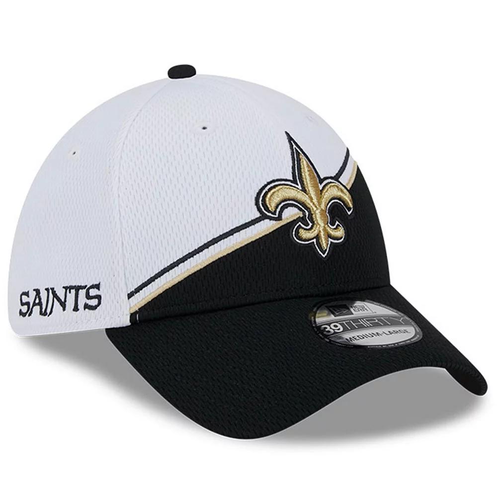Men's New Era White/Black New Orleans Saints 2023 Sideline 39THIRTY Flex Hat,  Product Image