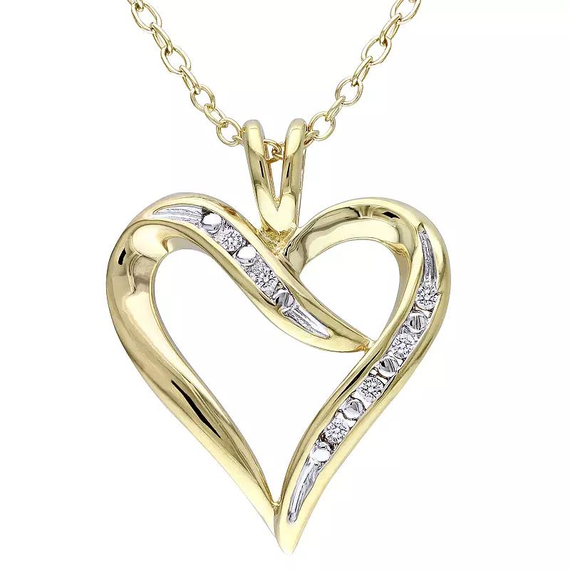 Stella Grace Yellow Rhodium-Plated Sterling Silver Diamond Accent Heart Pendant, Women's, Size: 18", Gold Tone Product Image