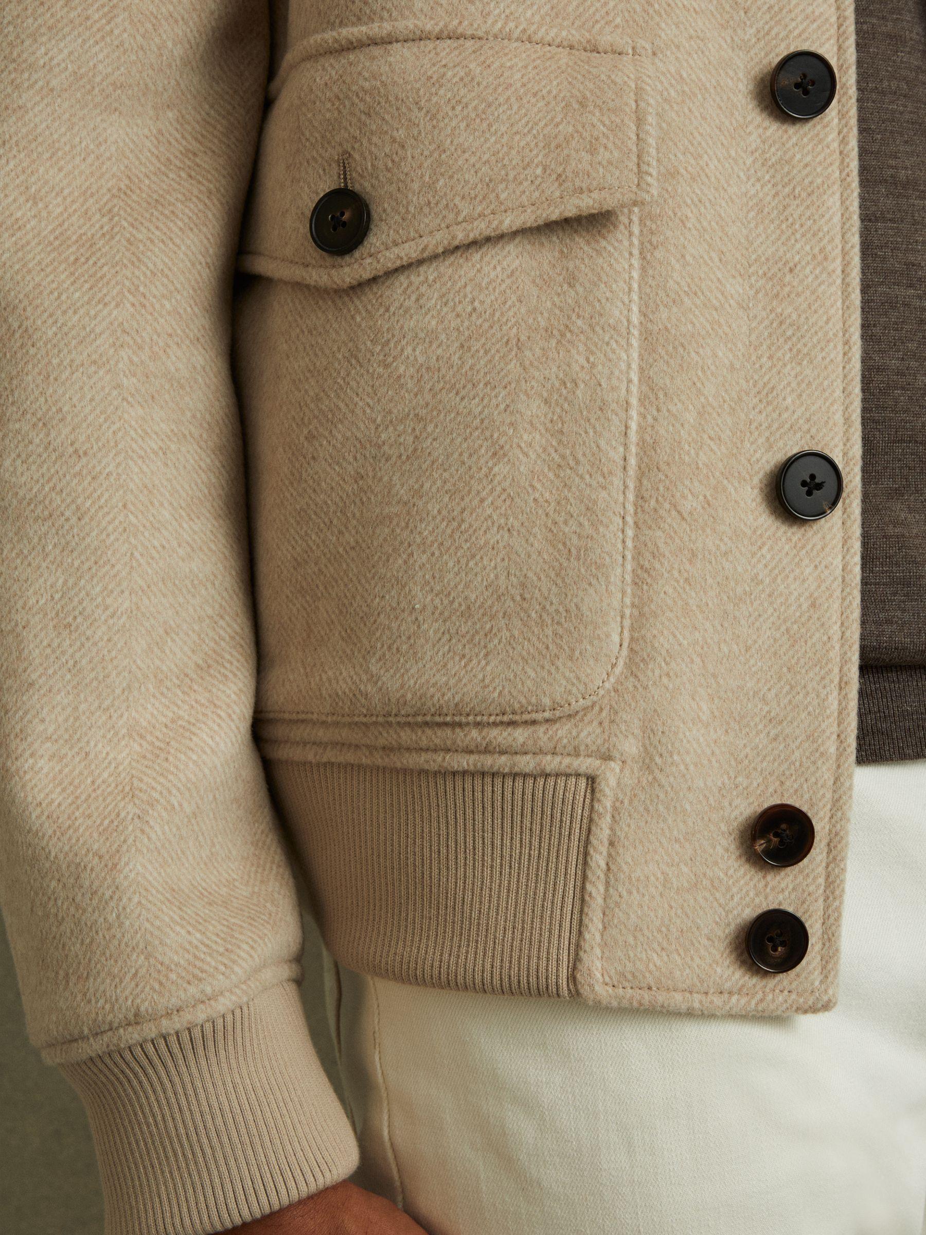 Bak Oatmeal Herringbone Wool Blend Herringbone Jacket Product Image