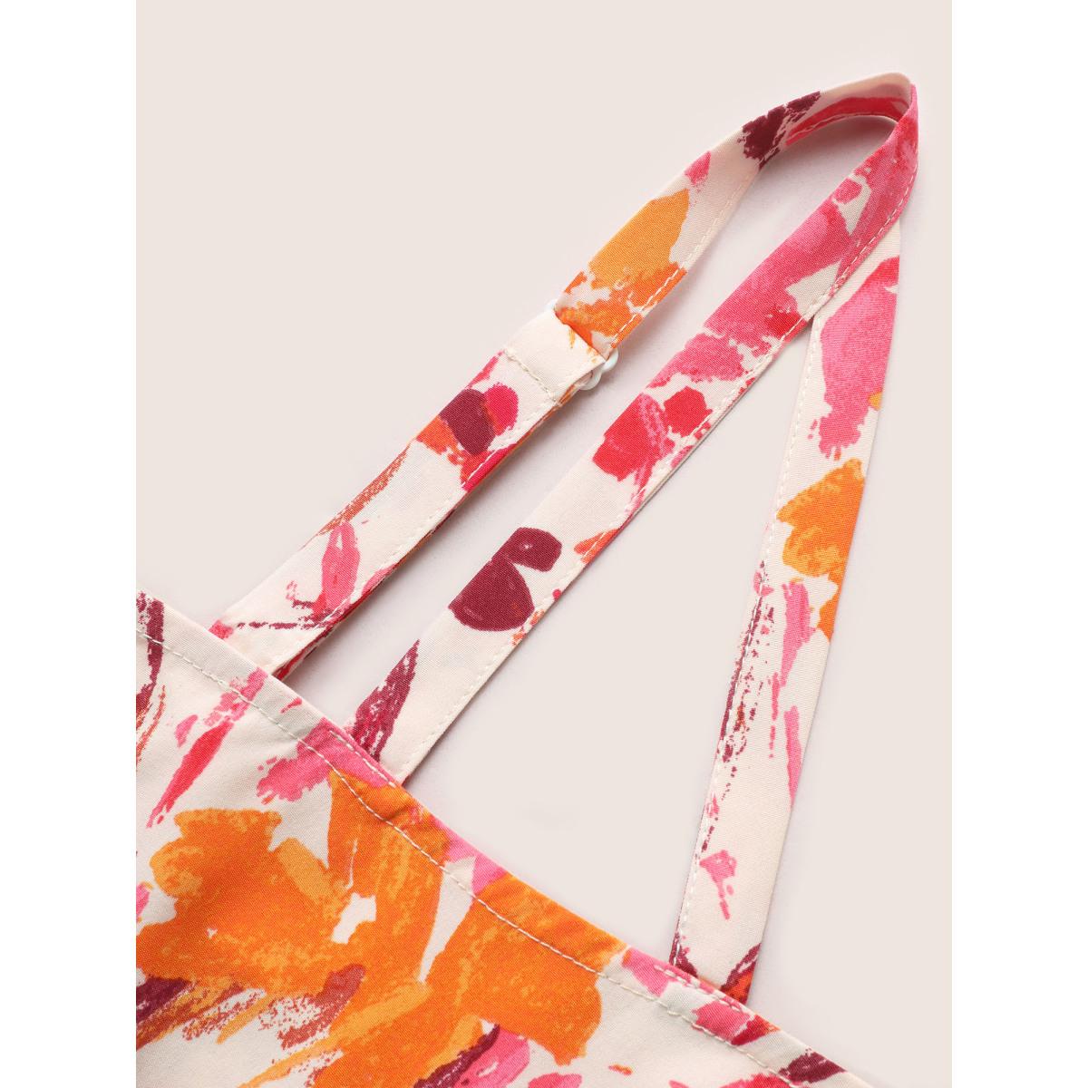 Plus Size Asymmetrical Neck Watercolor Floral Pleated Dress Blush Women Elegant Pleated Asymmetrical Neck Sleeveless Curvy BloomChic 12/L Product Image