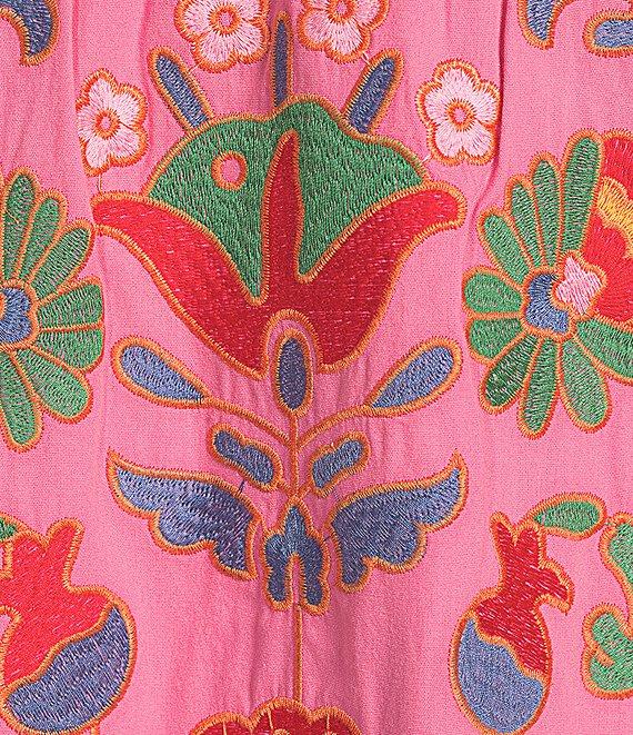 J.Marie Landon Embroidery Square Neck Sleeveless Midi A-Line Dress Product Image