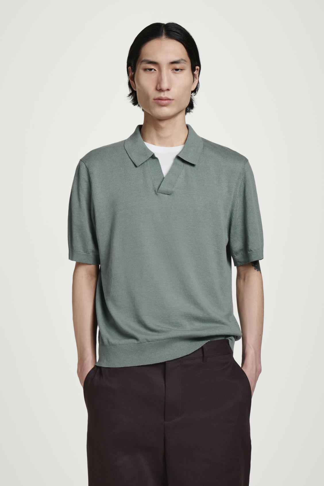 KNITTED LINEN POLO SHIRT Product Image