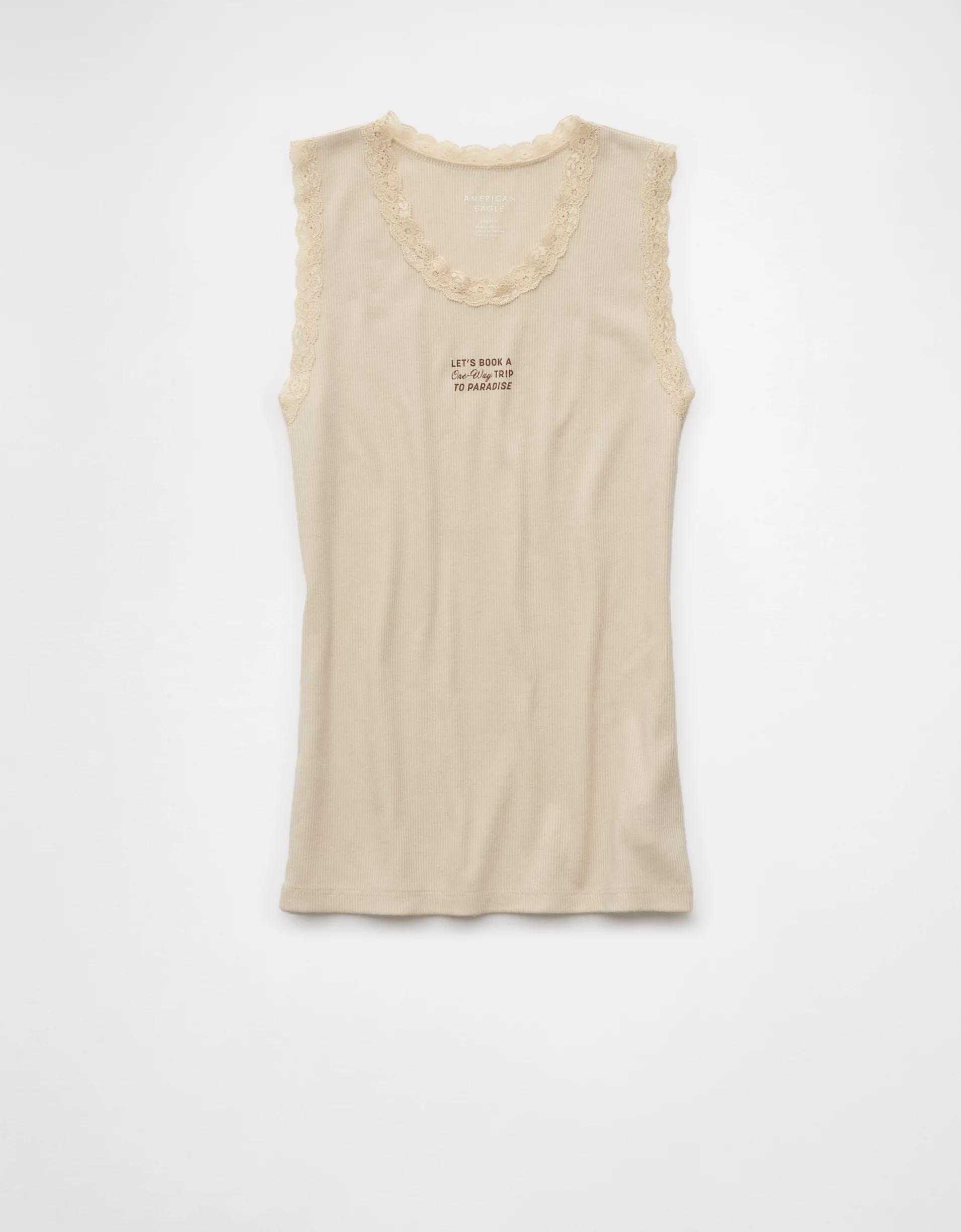 AE Graphic Lace Trim Tank Top Product Image