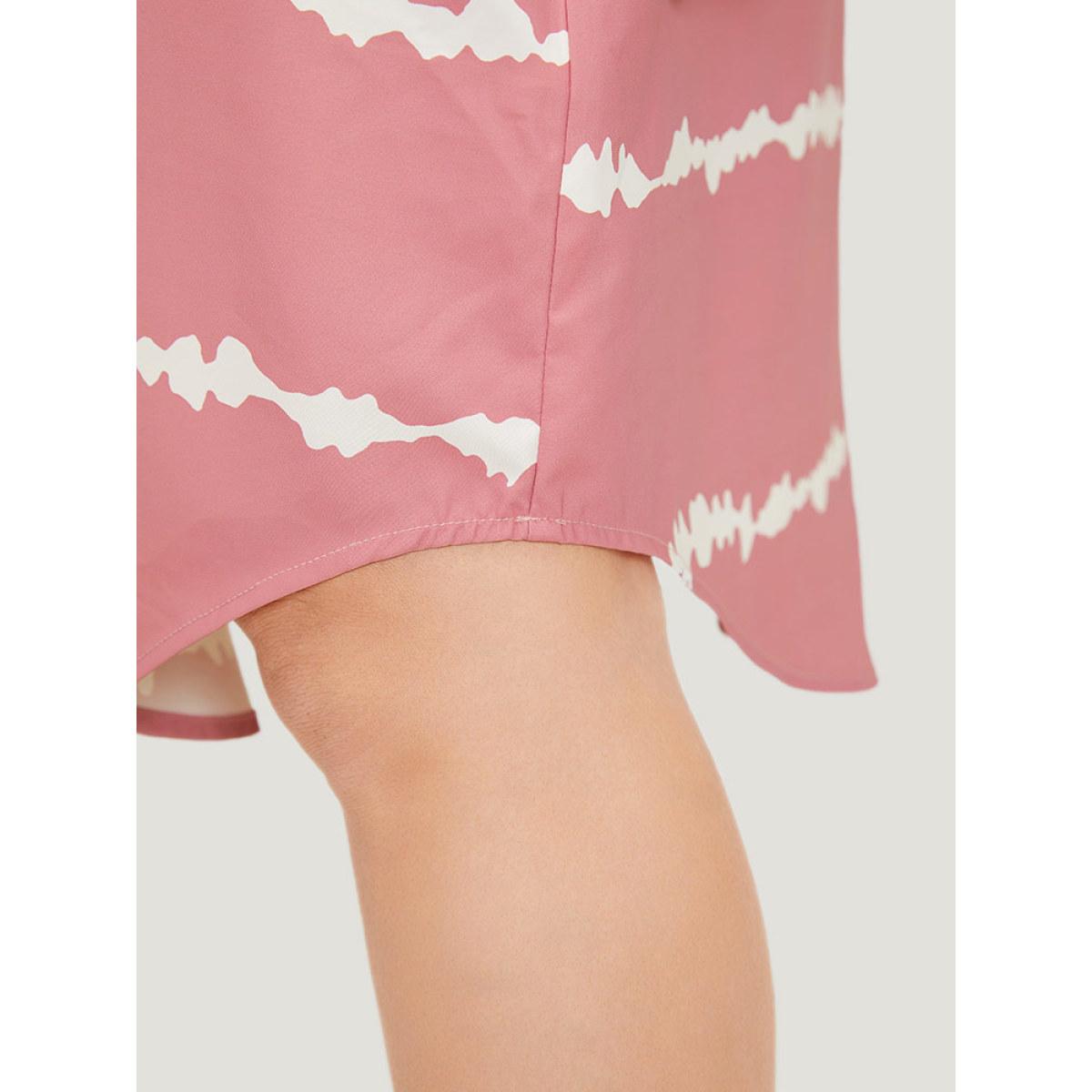 Plus Size Tie Dye Striped Pocket V Neck Arc Hem Tank Dress Watermelon Women Vacation V-neck Sleeveless Curvy Midi Dress BloomChic 22-24/3X Product Image