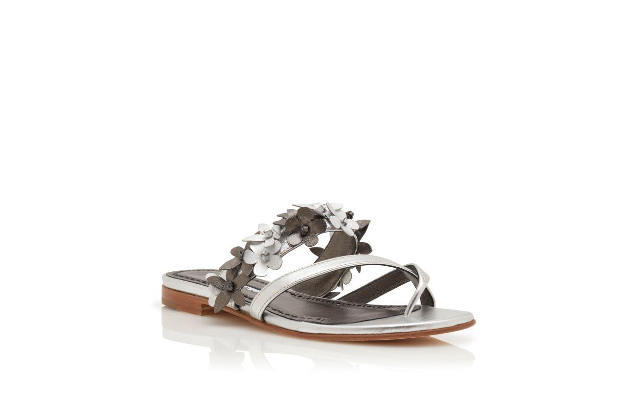 FIOSA Silver Nappa Leather Flat Sandals Product Image
