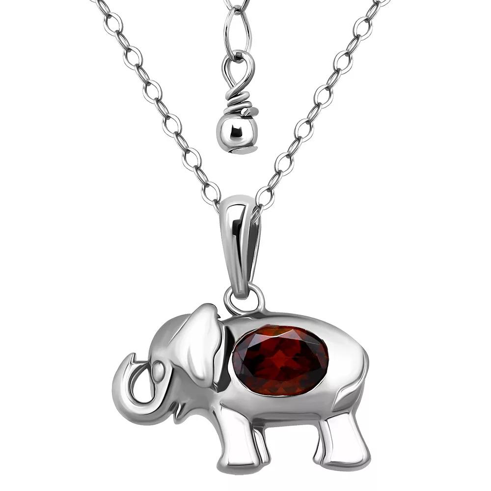 Aleure Precioso Sterling Silver Elephant Pendant Necklace, Women's, Size: 16-18" ADJ, Red Product Image