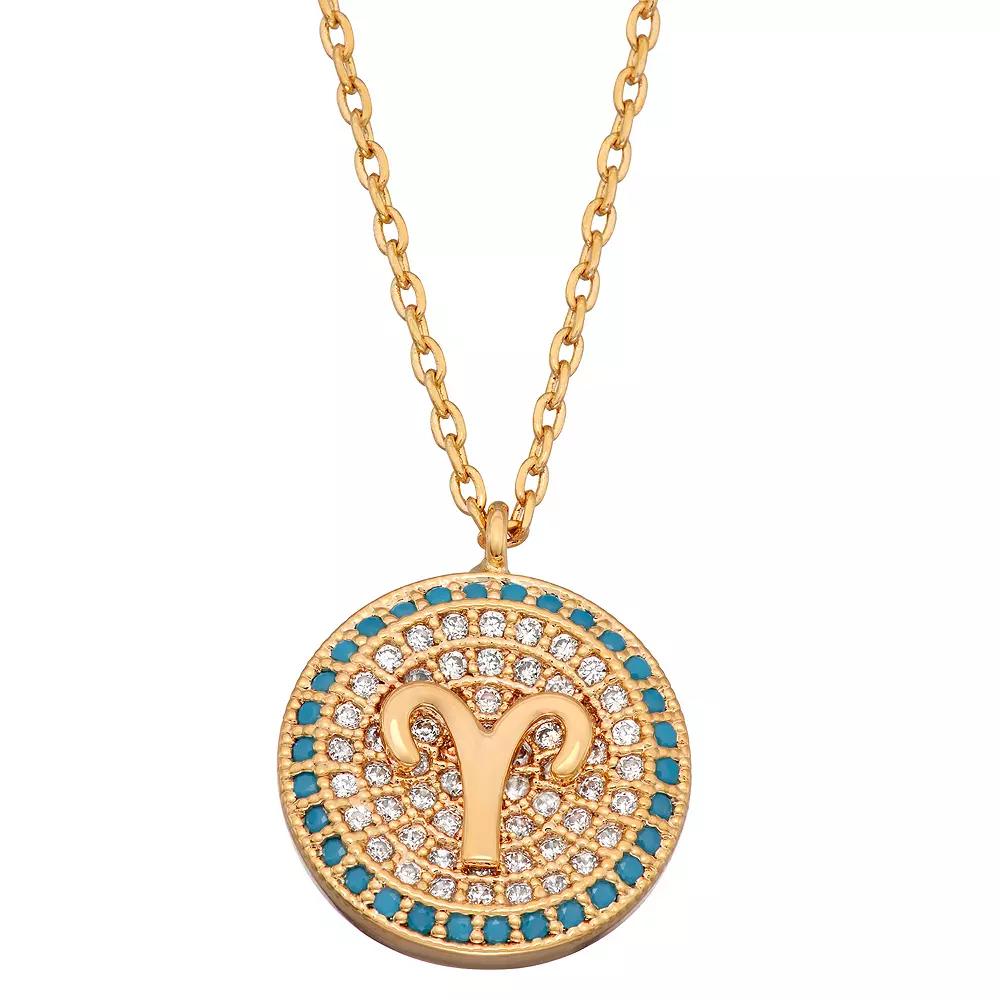 Cubic Zirconia Zodiac Pendant Necklace, Women's, Size: 17", Aries Product Image