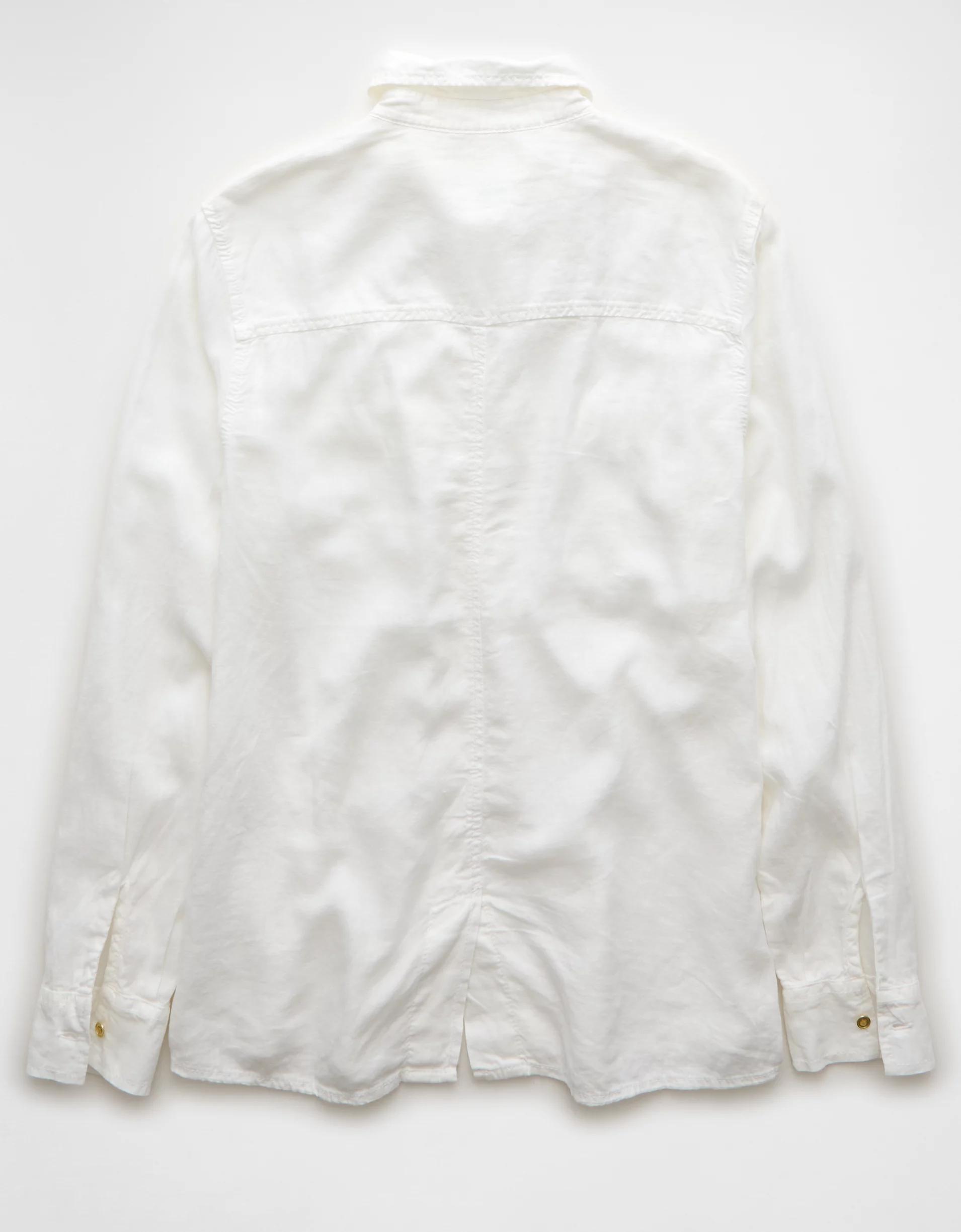 AE Weekend Vibes Linen-Blend Long-Sleeve Button-Up Shirt Product Image
