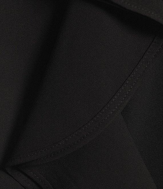 KARL LAGERFELD PARIS Short Sleeve Ruffle Front V-Neck Blouse Product Image