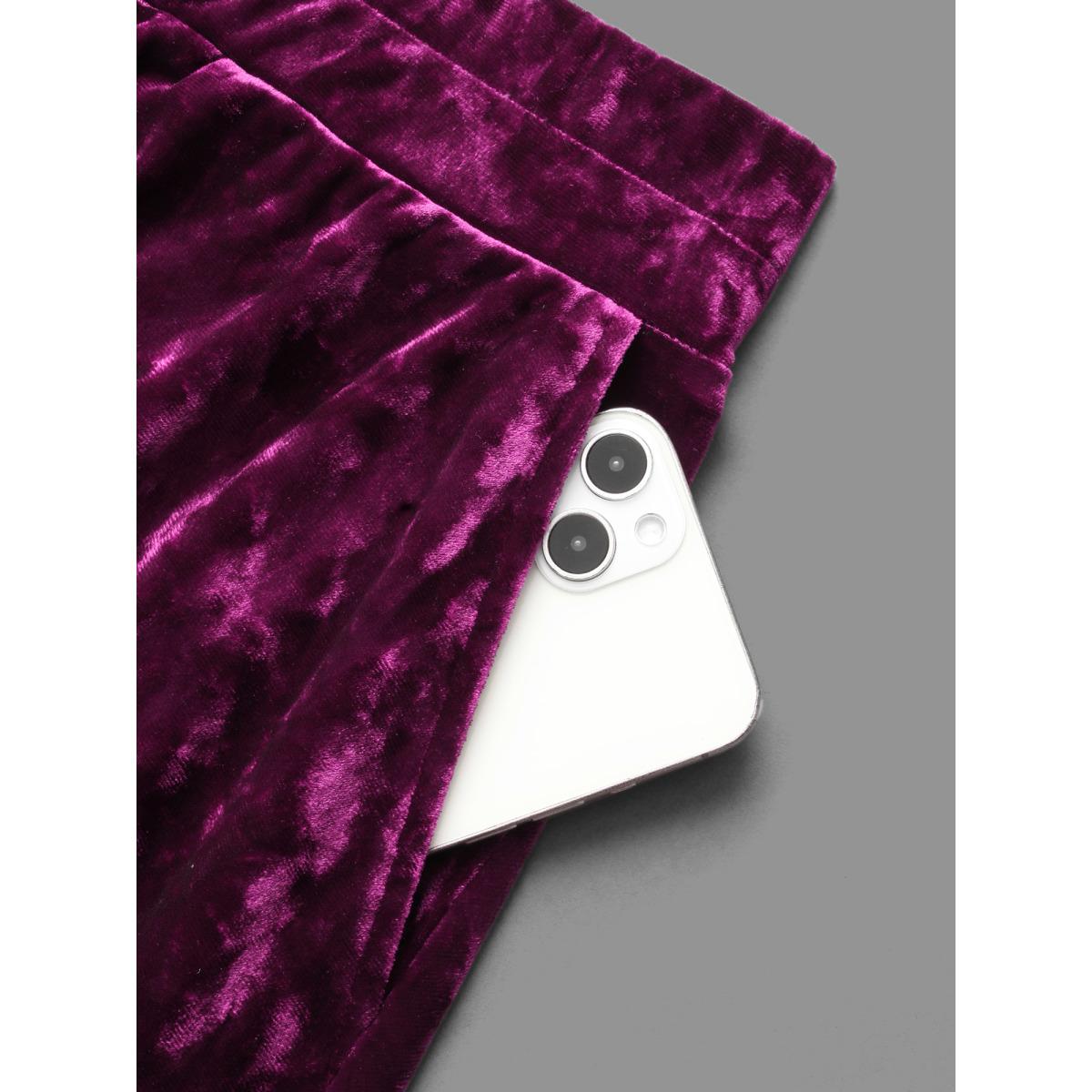 Plus Size Velvet Elastic Waist Skirt Women Deeppurplered Retro Loose Medium stretch Slanted pocket Elegant Skirts BloomChic 14-16/1X Product Image