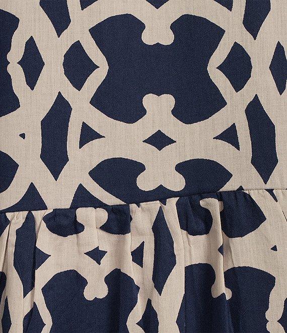 Ro's Garden Romy Printed Woven Collar Neck 3/4 Sleeve Mini Dress Product Image