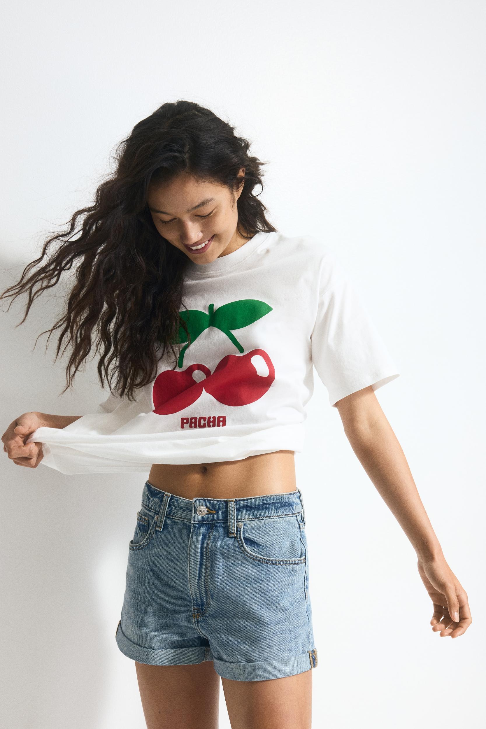 High-Waist Denim Shorts Product Image