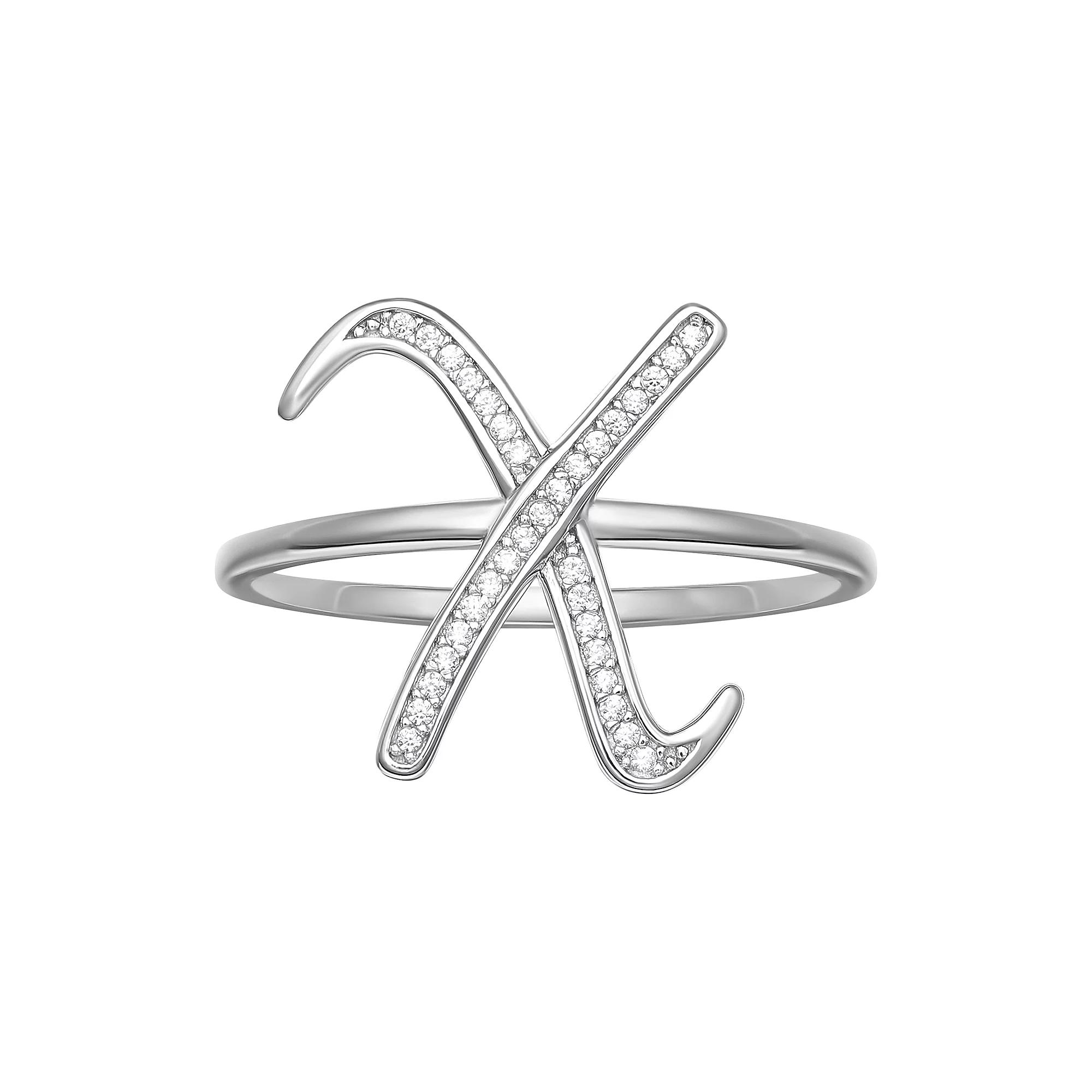 PRIMROSE Sterling Silver Cubic Zirconia Initial Ring, Women's, Size: 8, Sterling Silver X Product Image