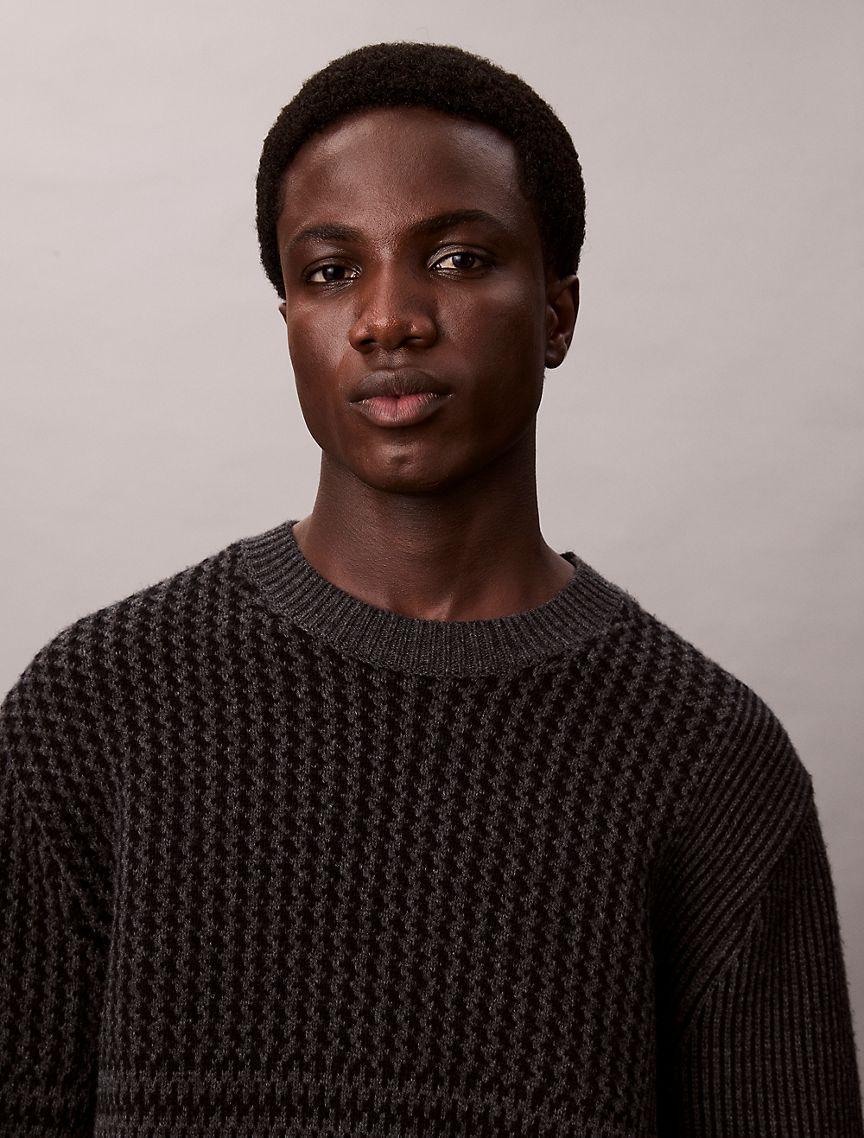 Wool Blend Patterned Relaxed Sweater Product Image