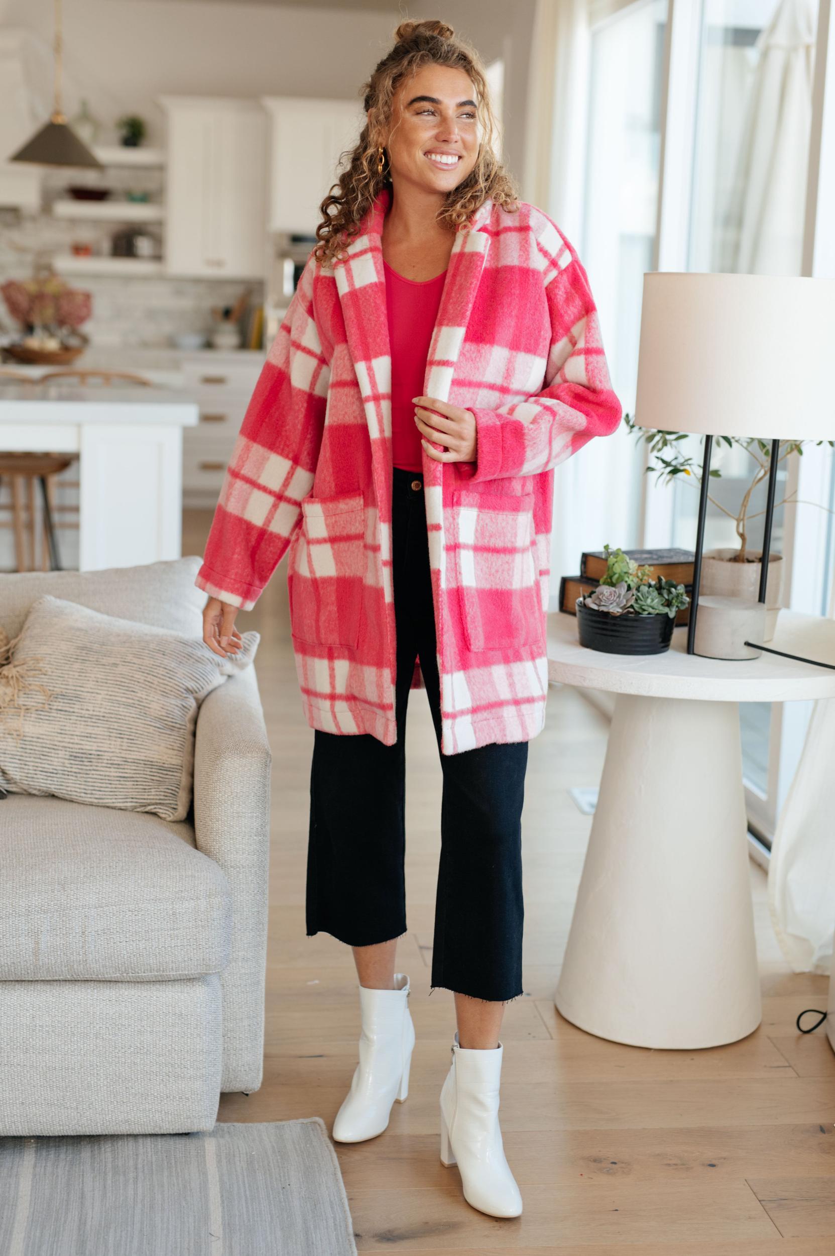 Passion in Plaid Coat in Pink (Online Exclusive) Product Image