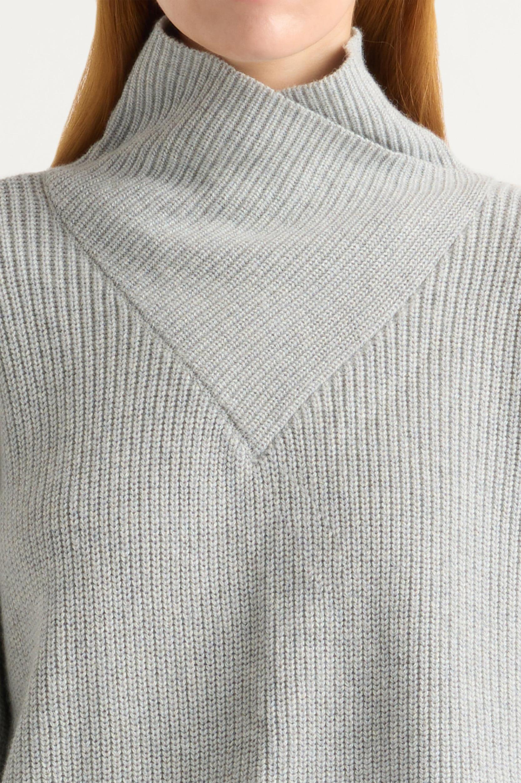 Daria Wrap-Neck Organic Cotton-Wool Sweater Product Image